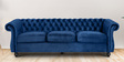 Phenomenal Velvet 3 Seater Sofa in Navy Blue Colour