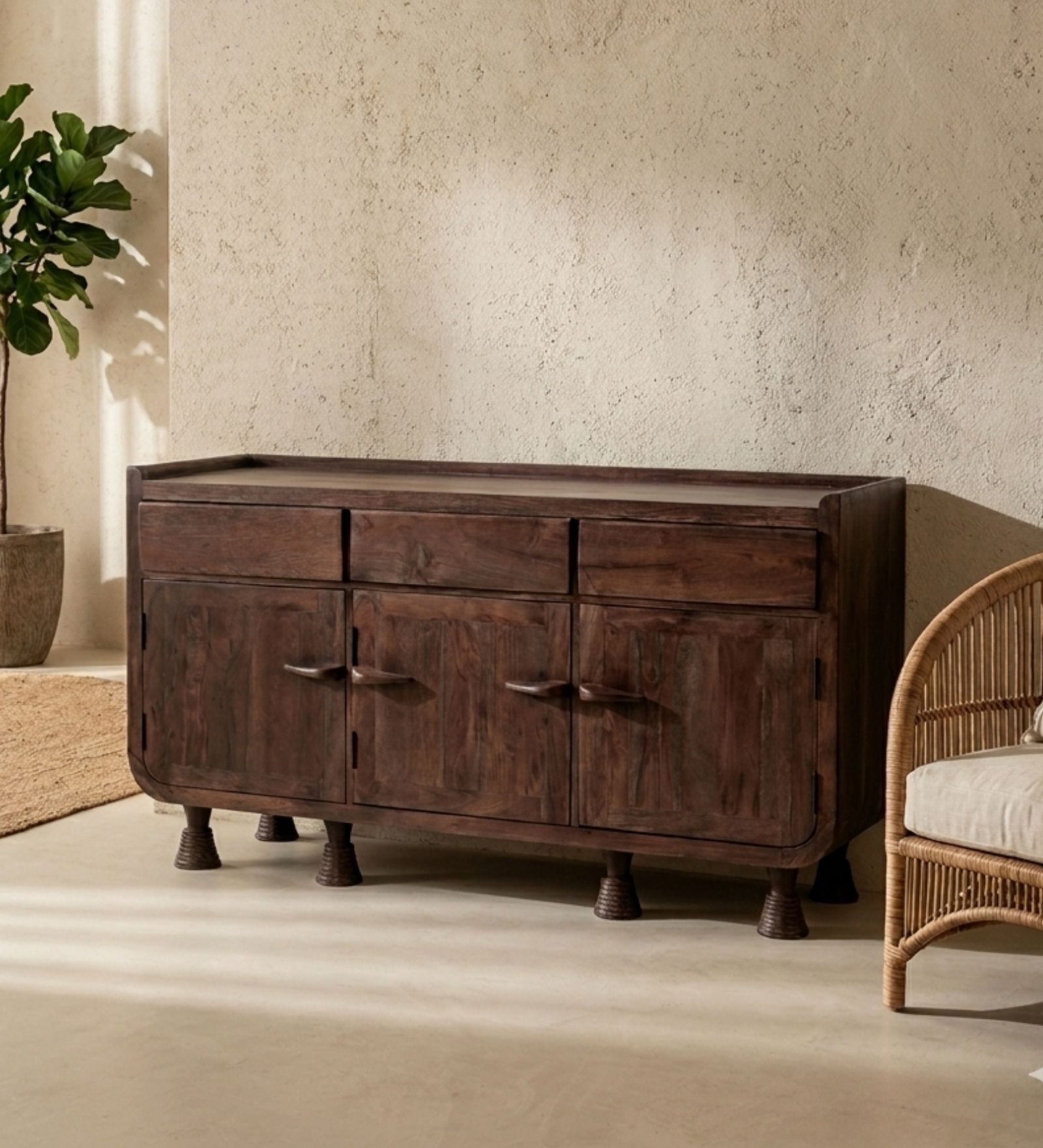 Phase Sideboard In Walnut Acacia Wood Finish