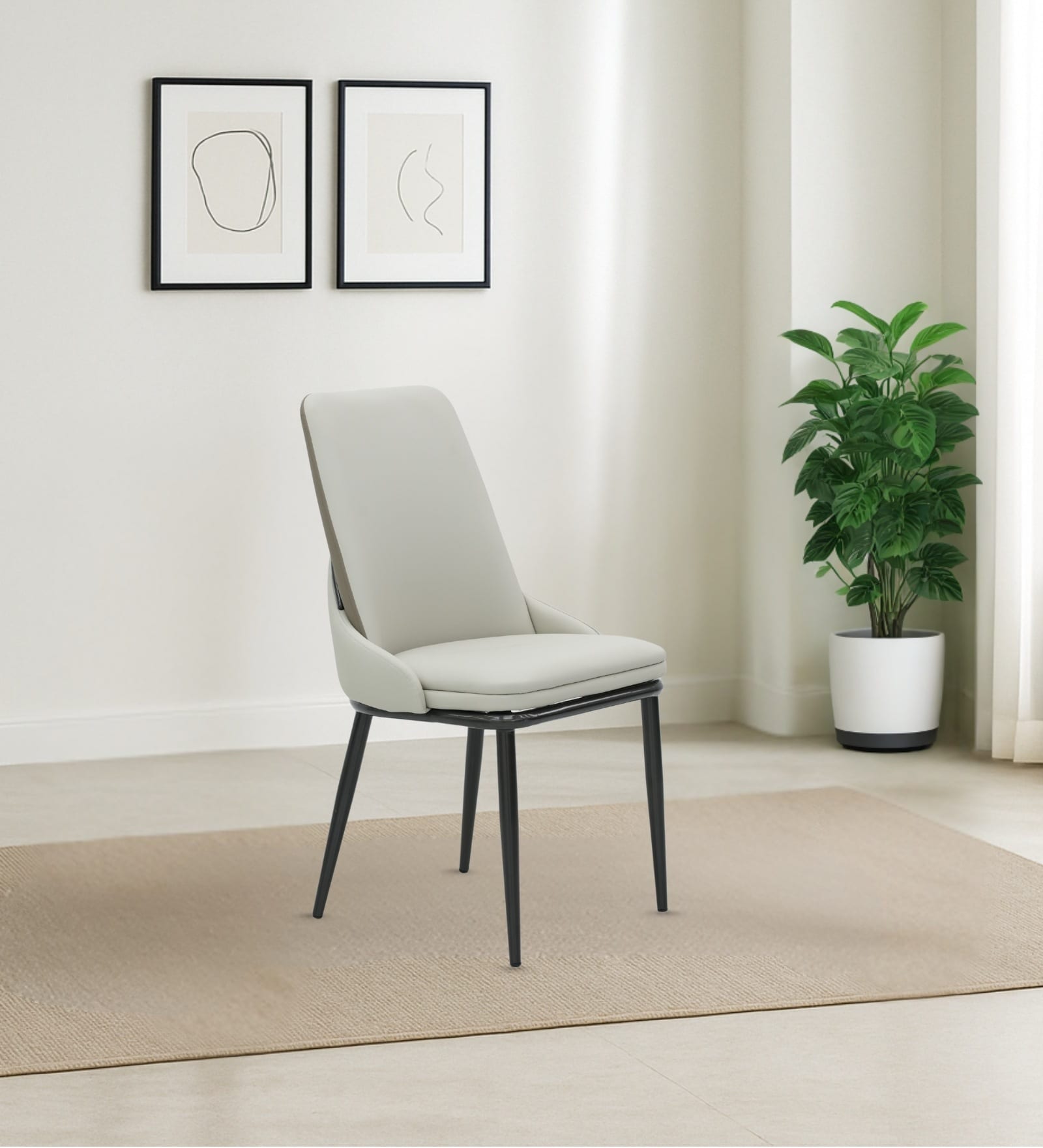 Pheonix American Leatherette Dining Chair In Off White Finish