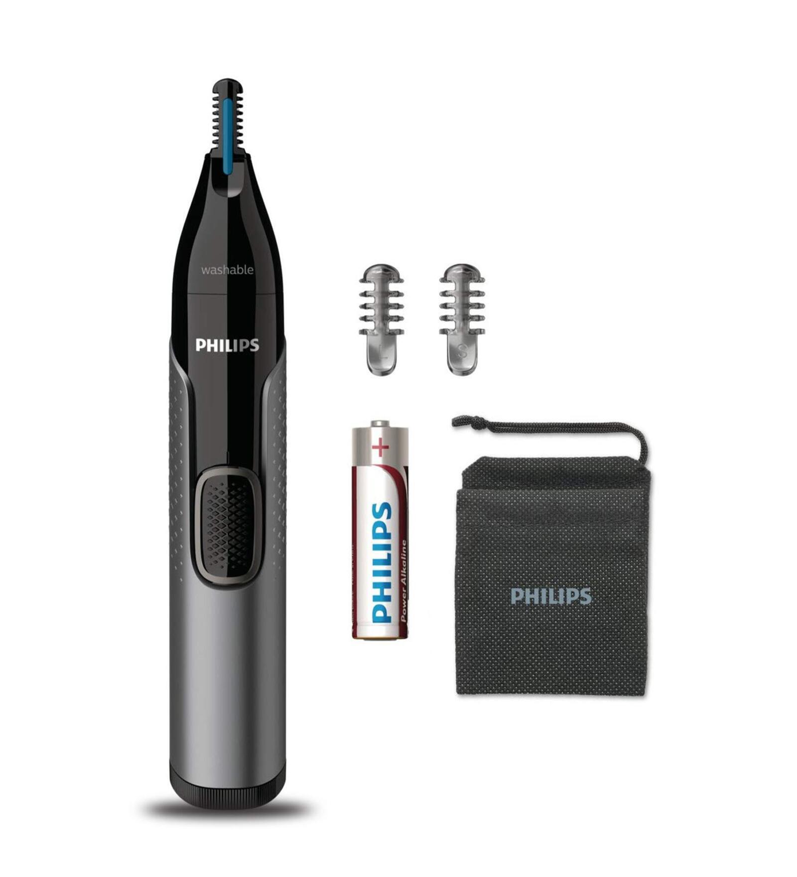 Philips NT3650 Cordless Nose & Eyebrow Trimmer Nose with Protective Guard System (Black & Grey)