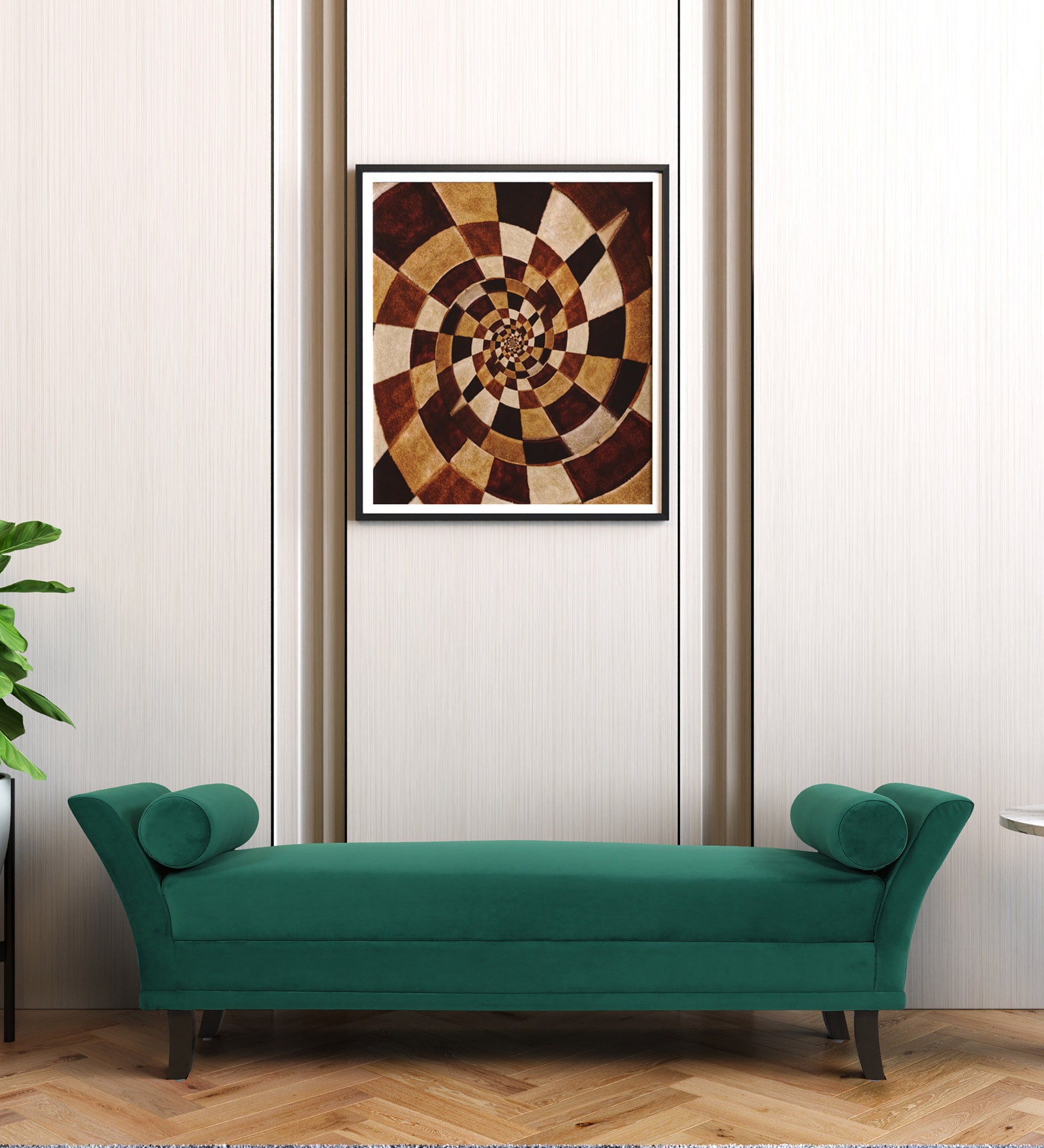 Phillipa Velvet Chaise Lounger In Green Colour