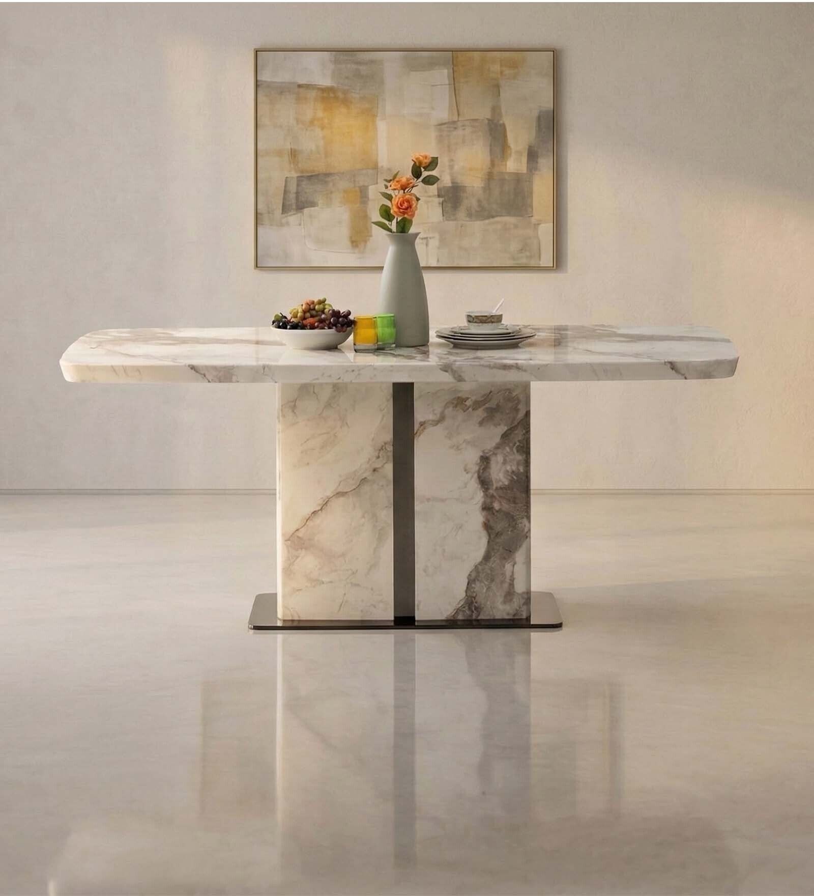 Phoenix American Marble Dining Table 4 Seater Premium Rectangular Marble Top