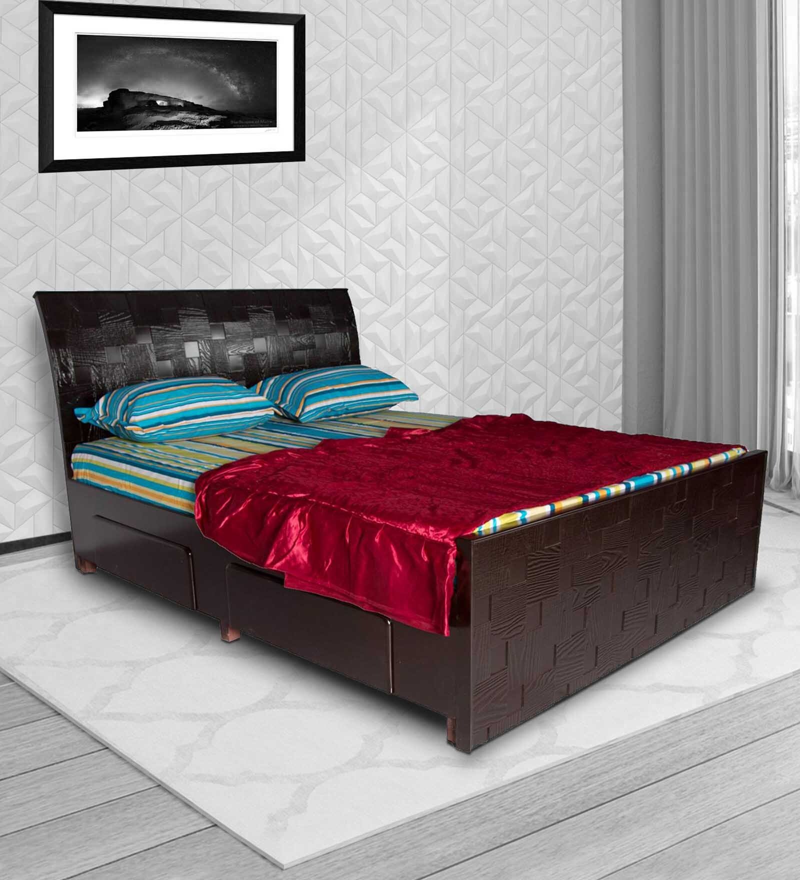 Phoenix King Size Bed with Storage in Dark Brown Colour
