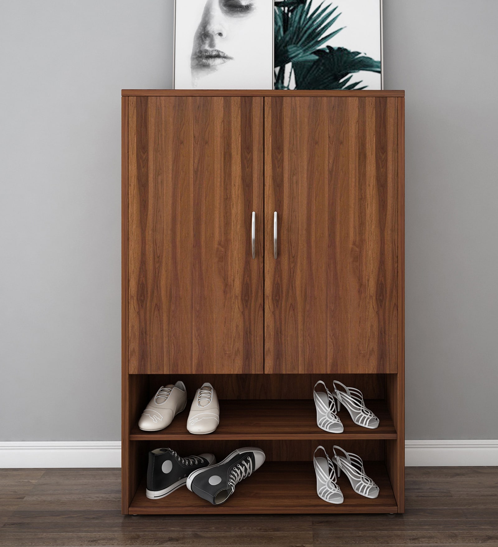 Pholes Shoe Cabinet In Walnut Finish Pholes Shoe Cabinet In Walnut Finish