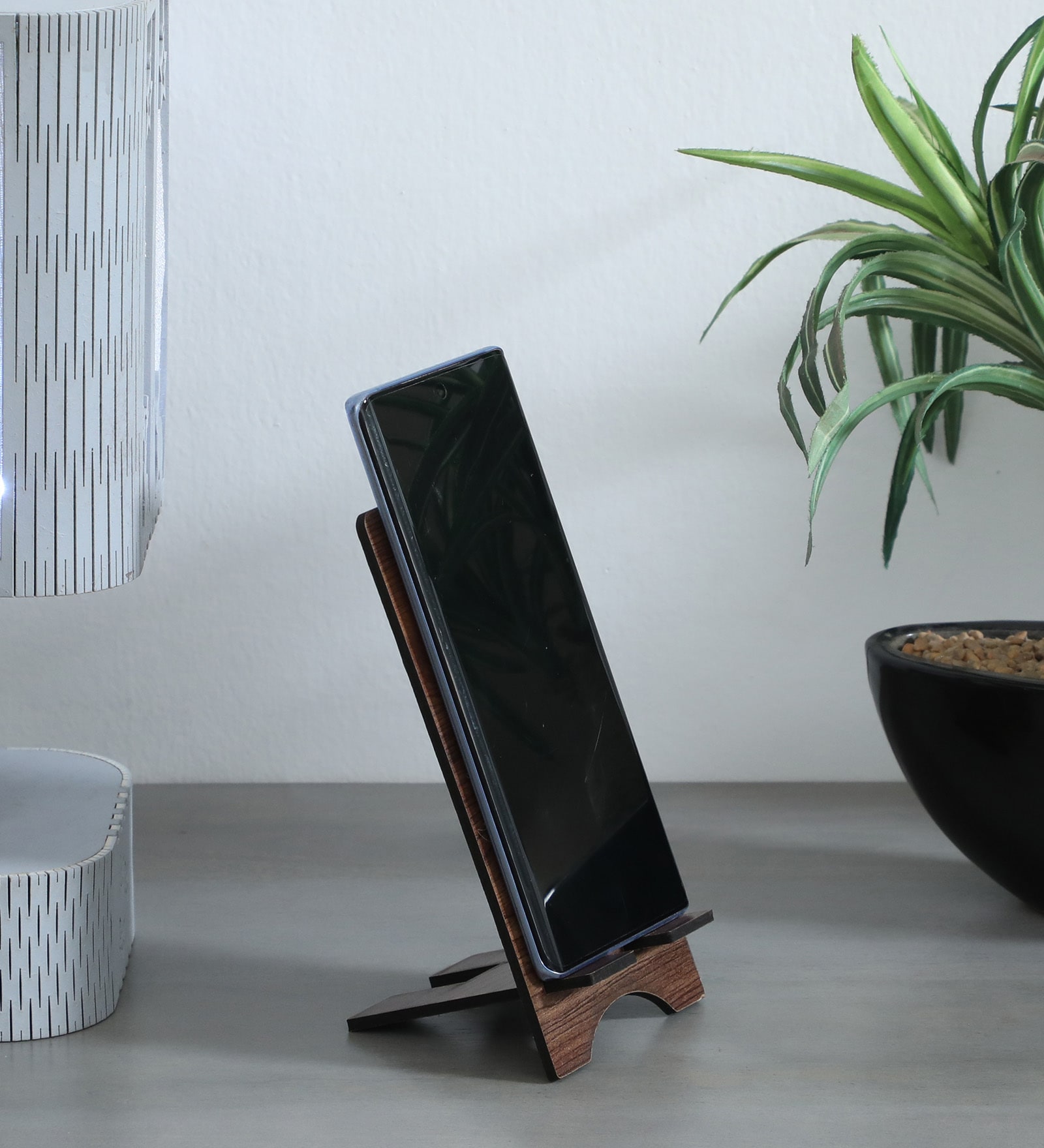 Desk Organiser MDF Phone Stand Brown
