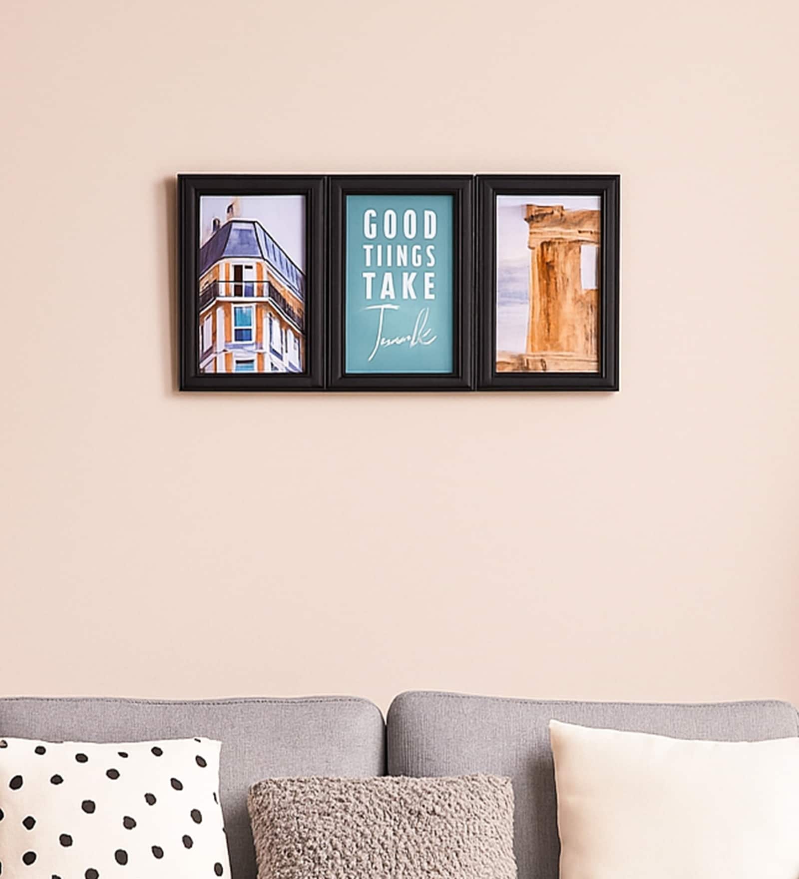 Black Matte Plastic Rectangular Diptych Photo Frame