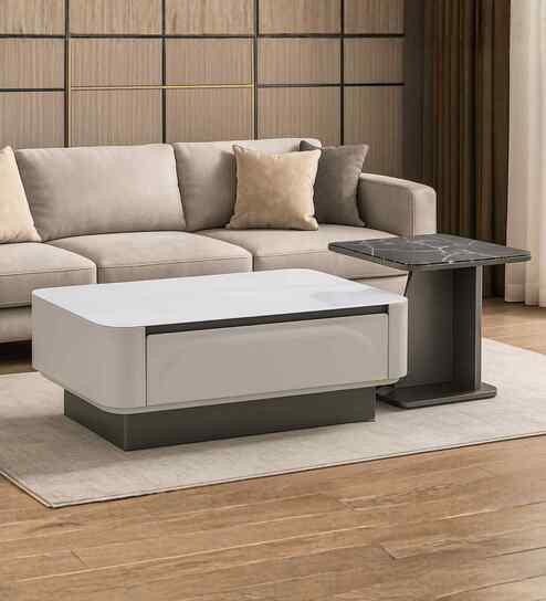 Pheonix American Glass Top Coffee Table Set Of Two In White Finish