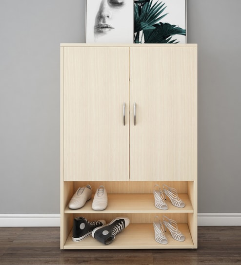 Pholes Shoe Cabinet In Beige Teak Finish