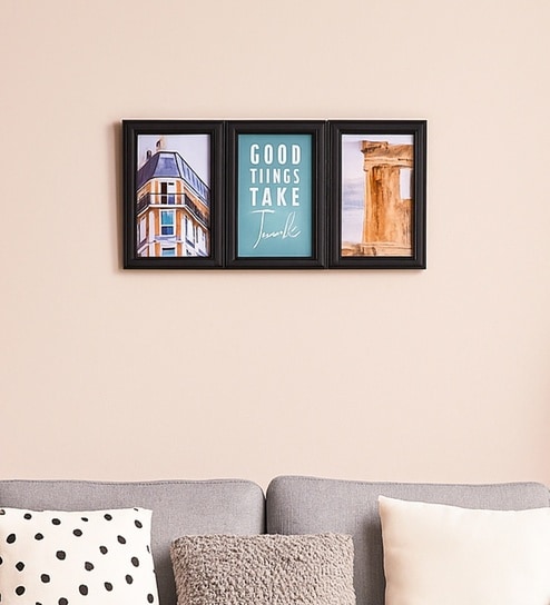 Black Matte Plastic Rectangular Diptych Photo Frame