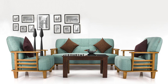 Buy Phoenix Sofa Set 3 1 1 Seater In Teal Natural Colour By