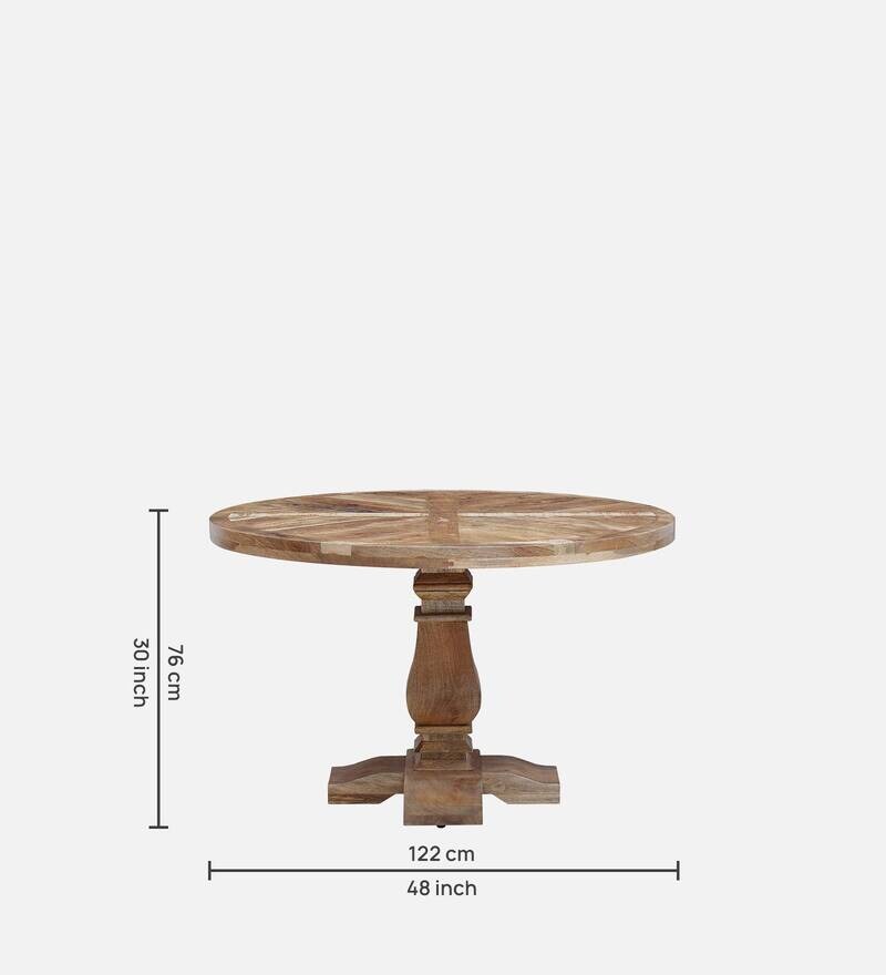 Buy Burscott Solid Wood 4 Seater Round Dining Table In Rustic Teak
