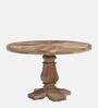 Burscott Solid Wood 4 Seater Round Dining Table In Rustic Teak Finish