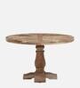 Burscott Solid Wood 4 Seater Round Dining Table In Rustic Teak Finish