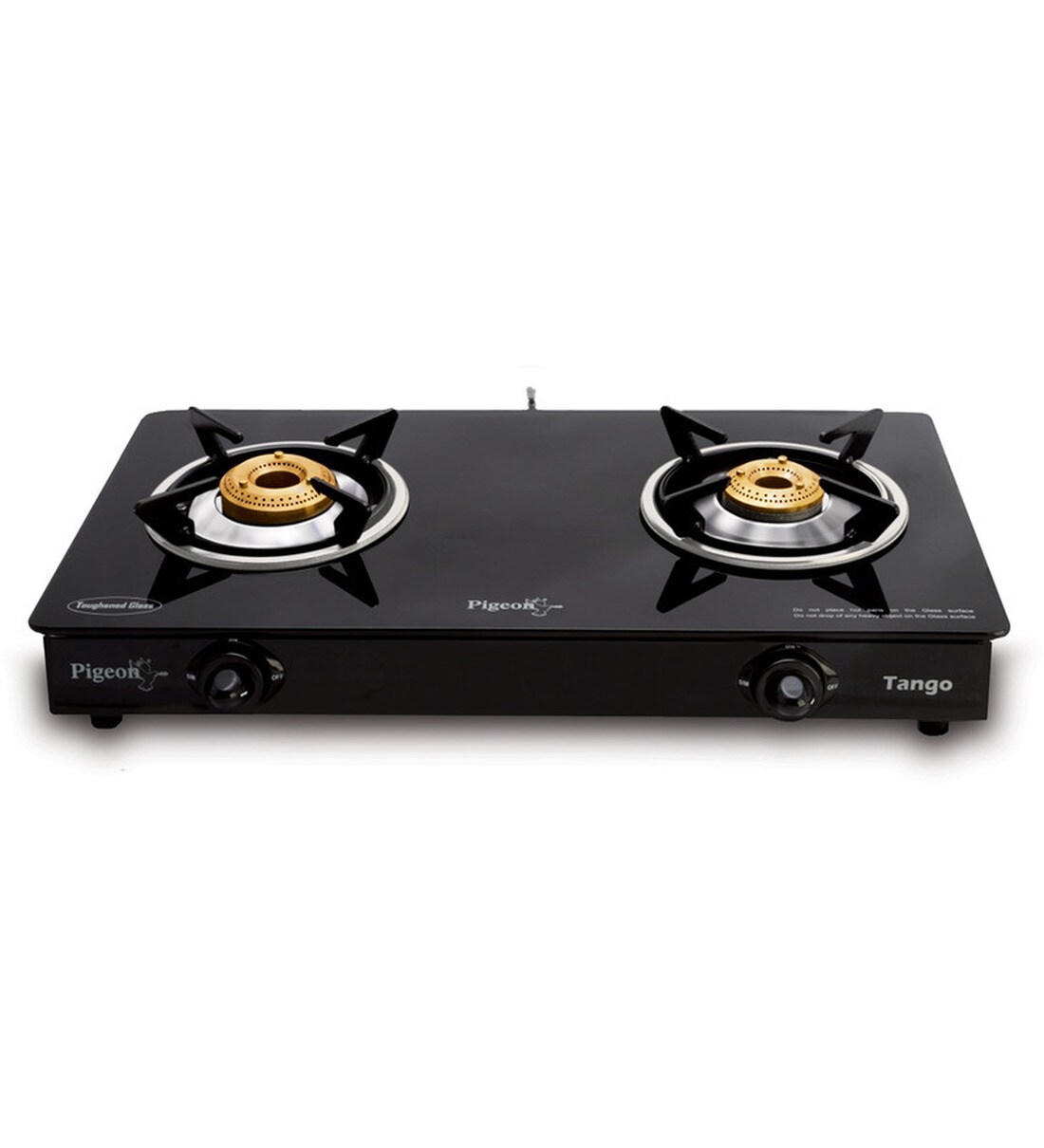 Buy Pigeon 2 Brass Burners Manual Glass Gas Stove (Model No 829) Online Gas Stoves Gas