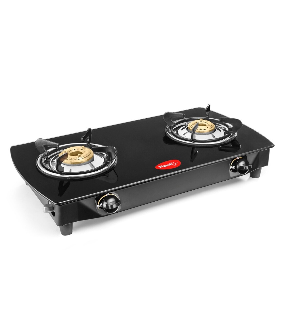 Buy Pigeon 2 Burner Oval Glass Gas Stove with Heavy Brass Burner Online Gas Stoves Gas