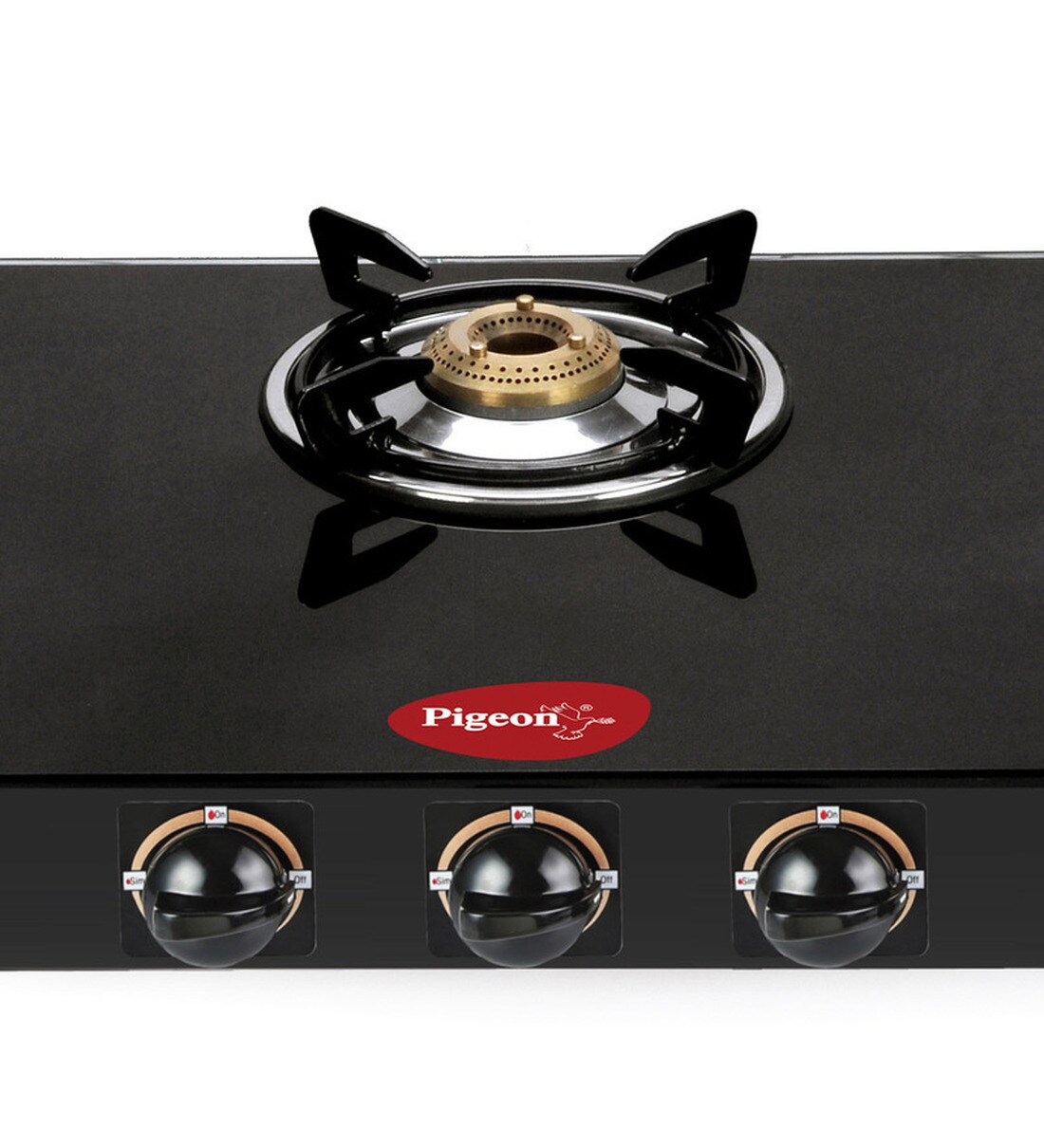 Buy Pigeon 3 Brass Burners Manual Glass Gas Stove (Model No 311093