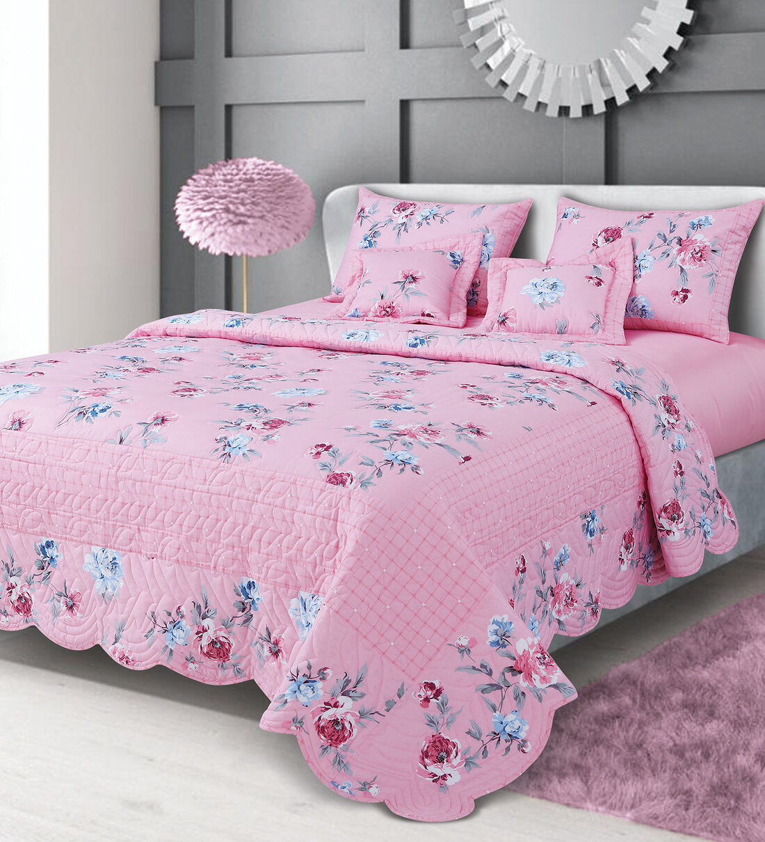 buy-pink-floral-250-tc-cotton-quilted-double-bed-cover-with-2-pillow