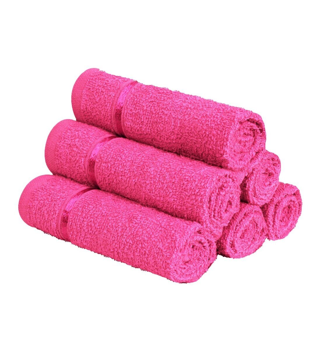 Buy Pink 100 Cotton Solid 450 GSM Face Towel (Set of 6) Collection by