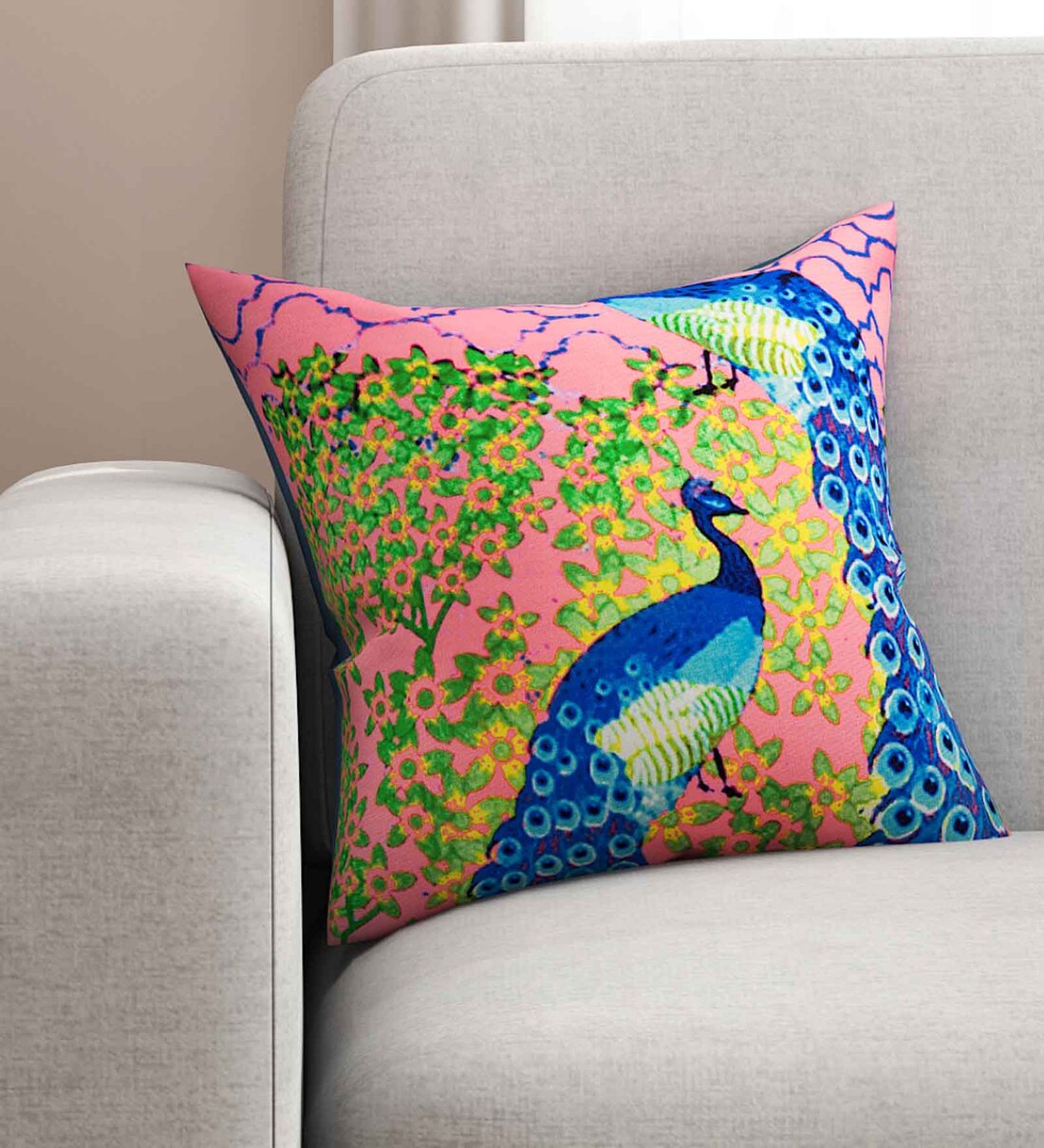 Buy Pink Abstract Premium 16 x 16 Inches Cushion Cover by SEJ by Nisha