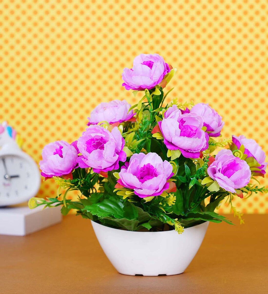 Buy Pink Artificail Plant with Pot By Dekorly Online Artificial