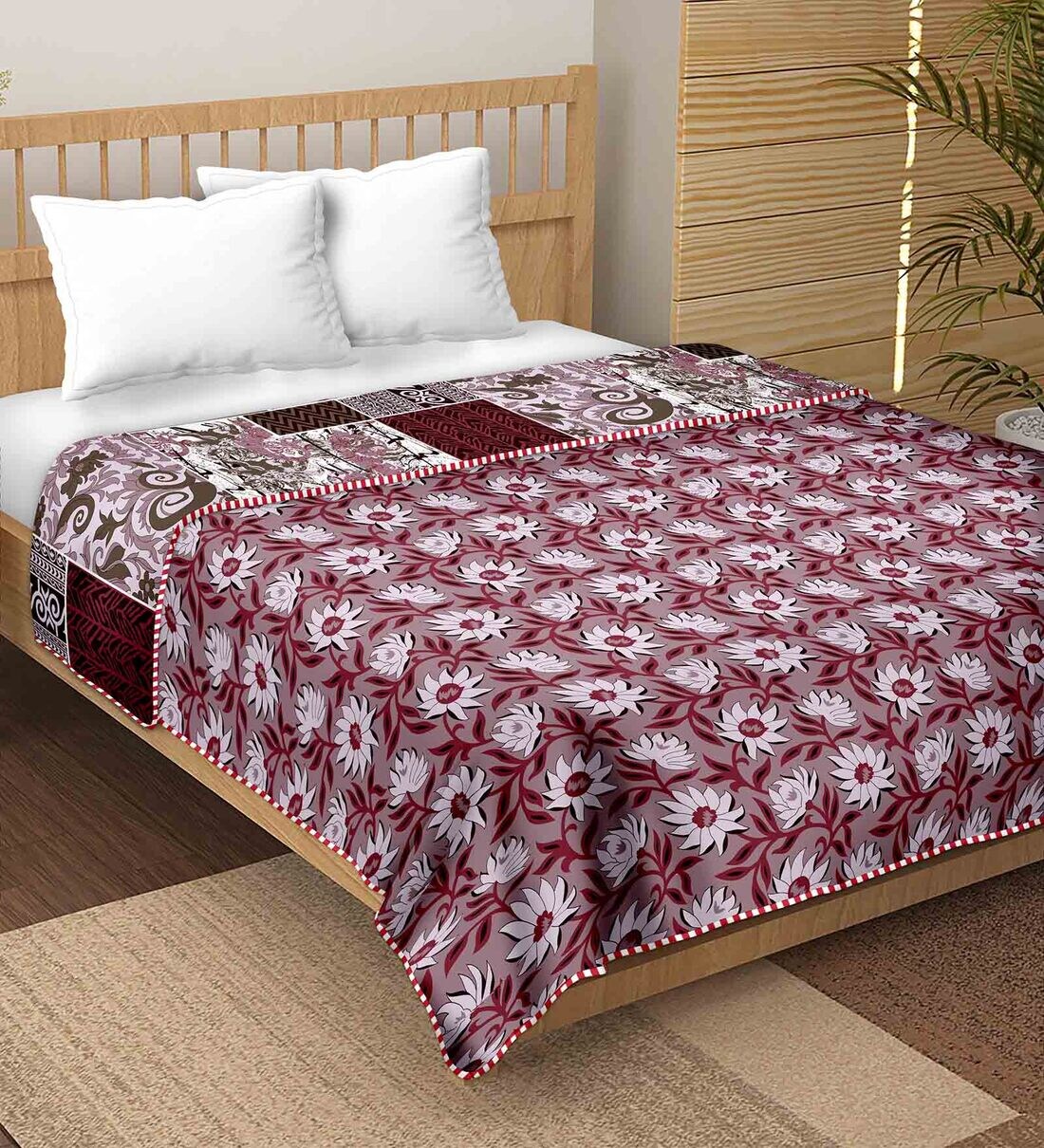Buy Multicolor Cotton Reversible 180 Double Bed Comforter by Bella Casa