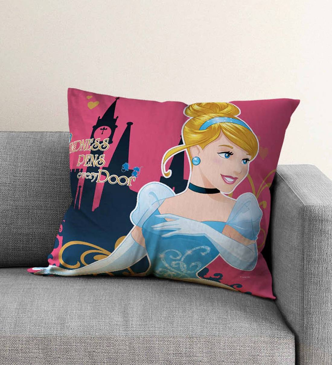 Buy Pink Disney Princess Kids Cushion Cover by Disney Online