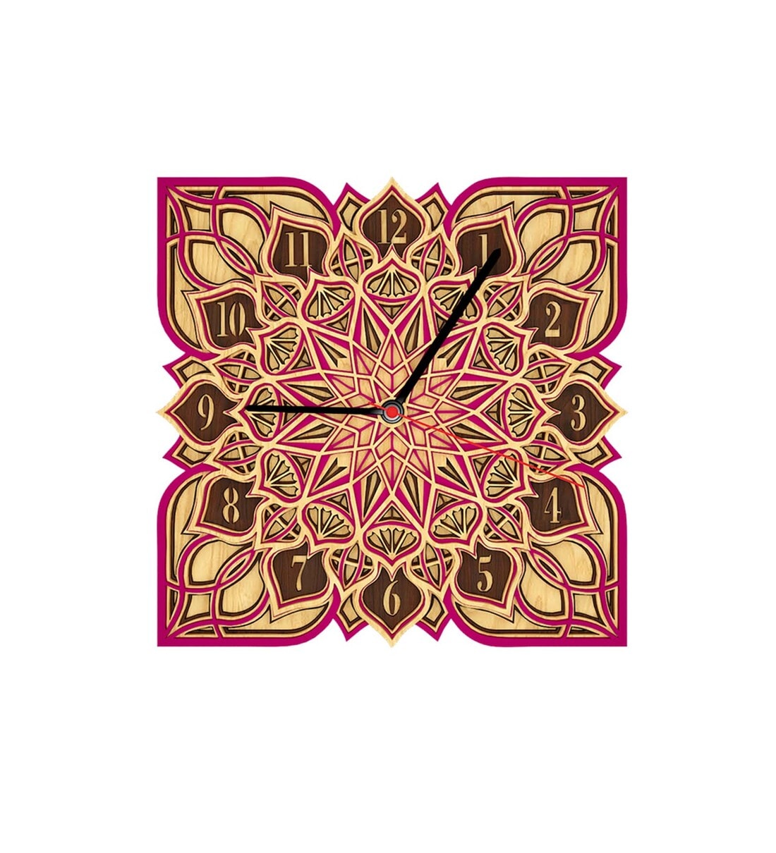 Buy Pink Engineered Wood Analog Wall Clock By WallMantra Online ...