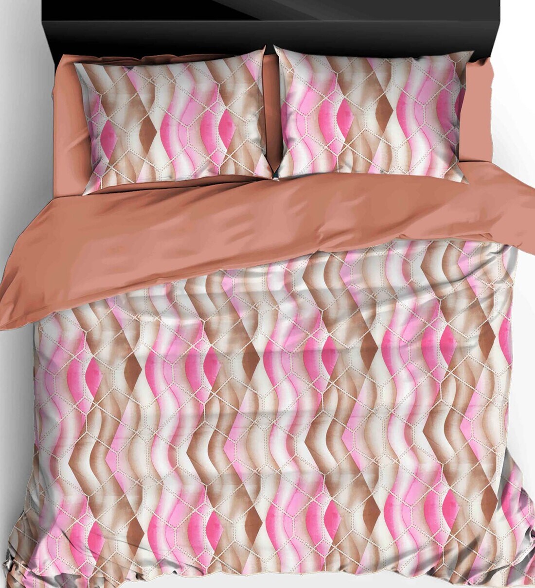 Buy Pink Geometric 200 TC 100 Cotton Double King Sized Bedsheet with 2