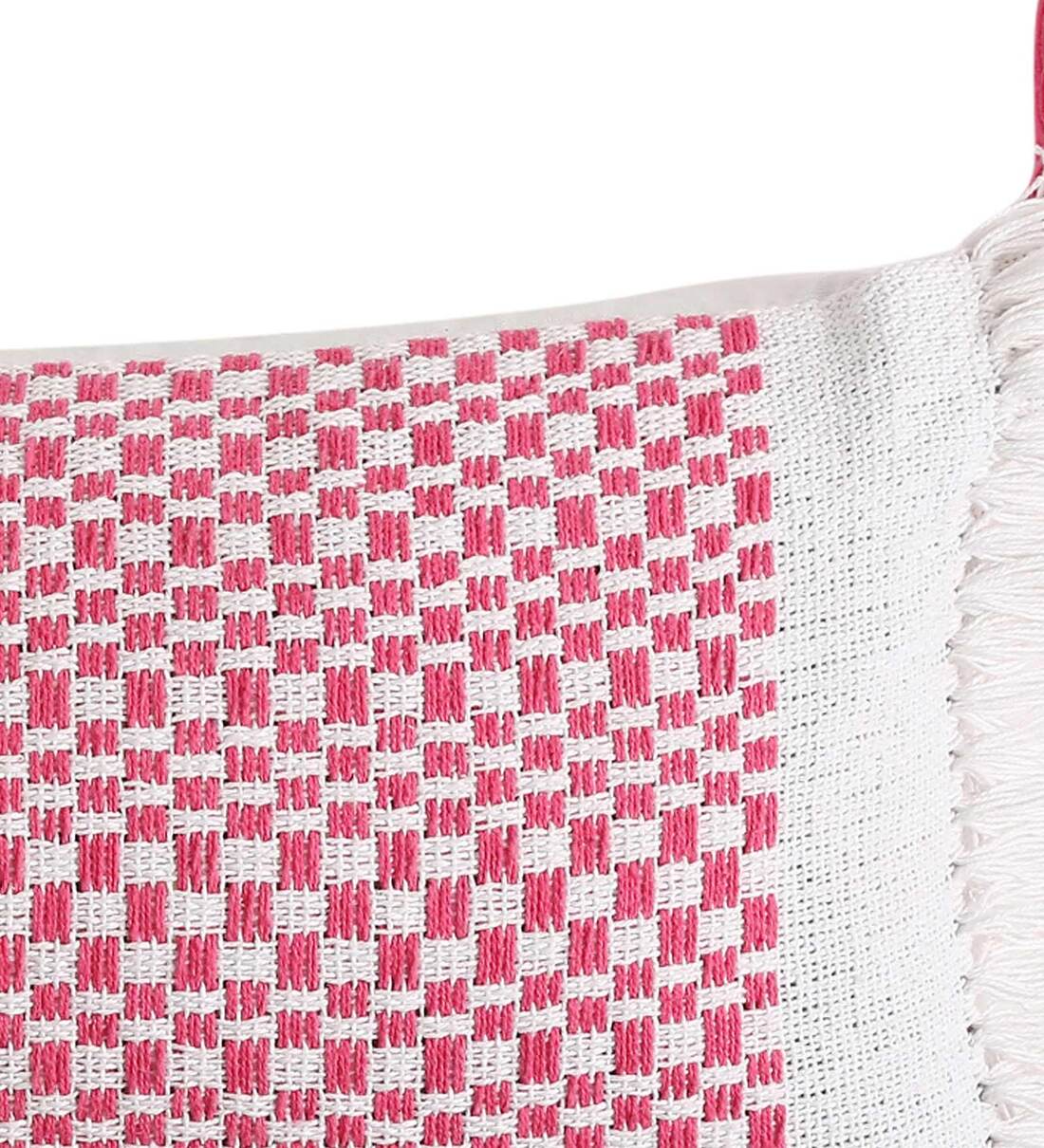 Buy Pink Woven Cotton 12 x 20 Inches Cushion Cover by Amoliconcepts at 24%  OFF by Amoliconcepts | Pepperfry