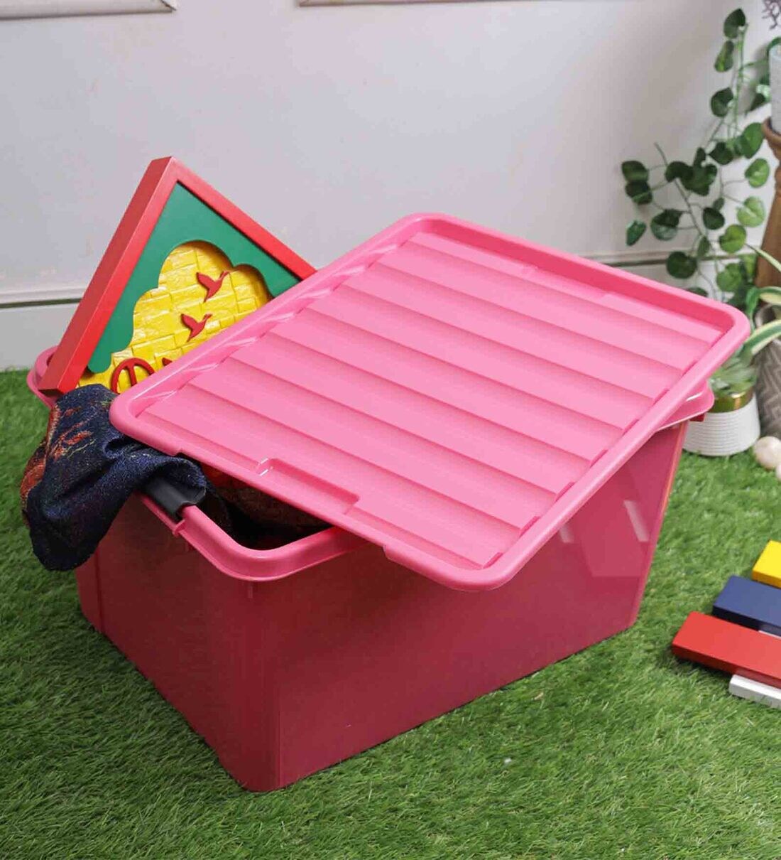 buy-pink-plastic-inplus-easy-clip-storage-box-40ltr-desk-organizers-at