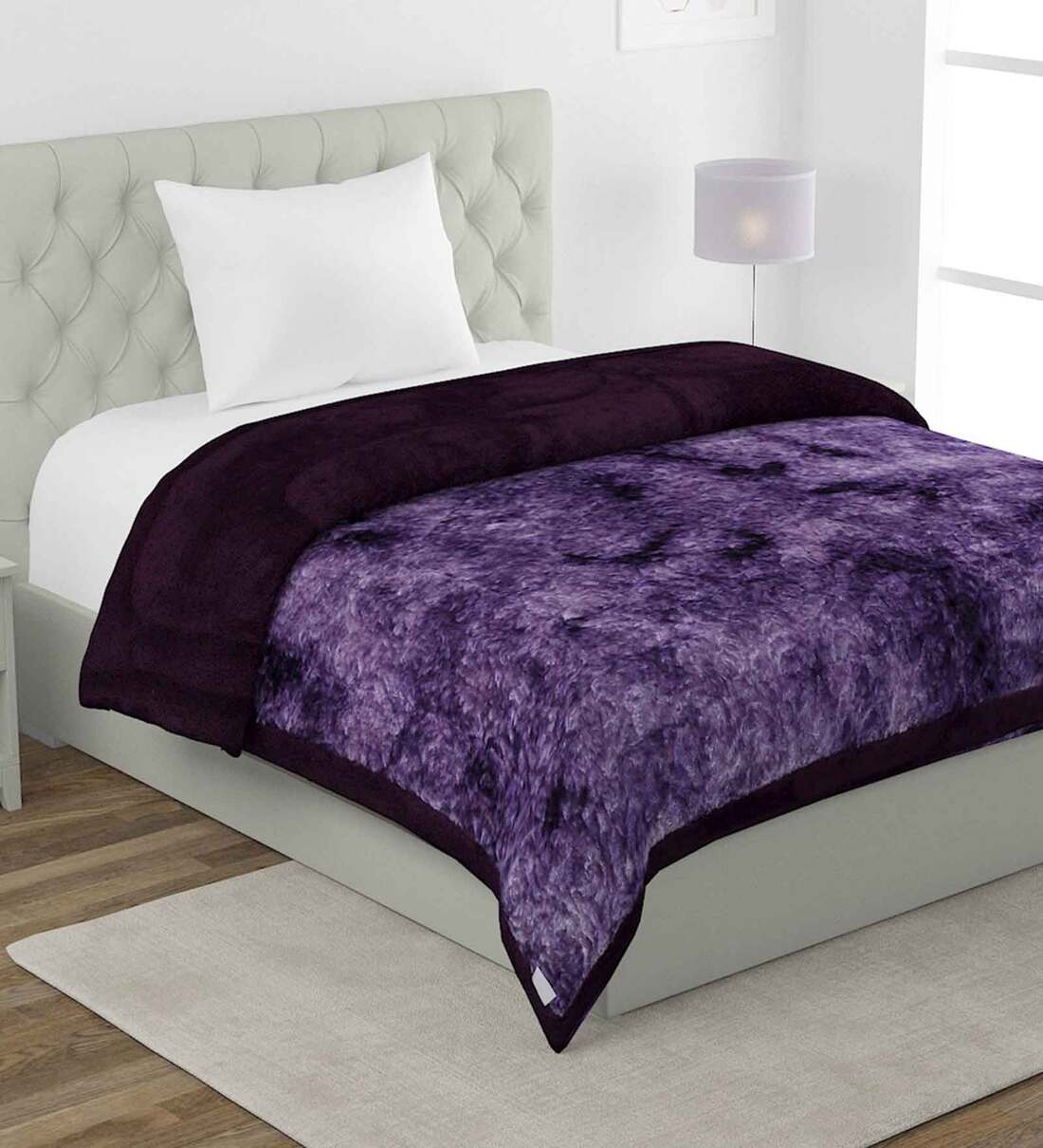 Buy Purple Polyester Solid 350 GSM Single Bed Quilt by Hosta Homes