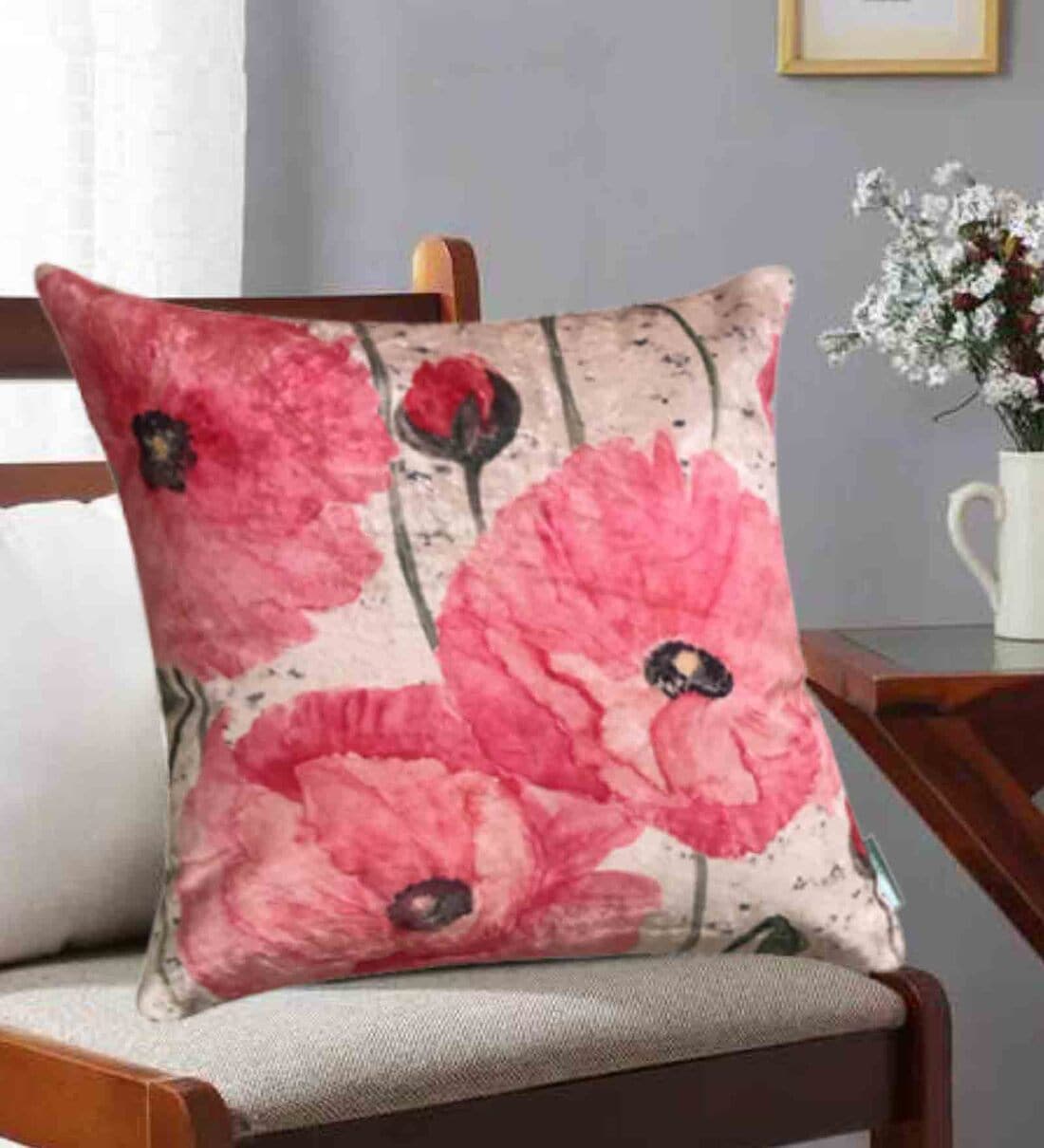 Buy Pink Rachel Blossom Velvet Blend Florals 20x20 inches Cushion