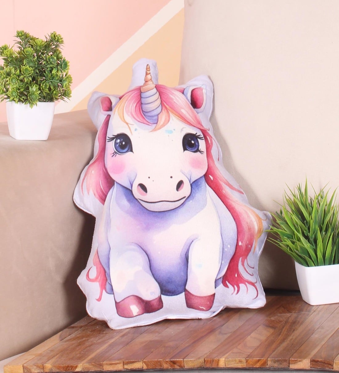 Buy Pink Velvet Silvermist Unicorn Microfiber Filled Shaped Cushion at ...