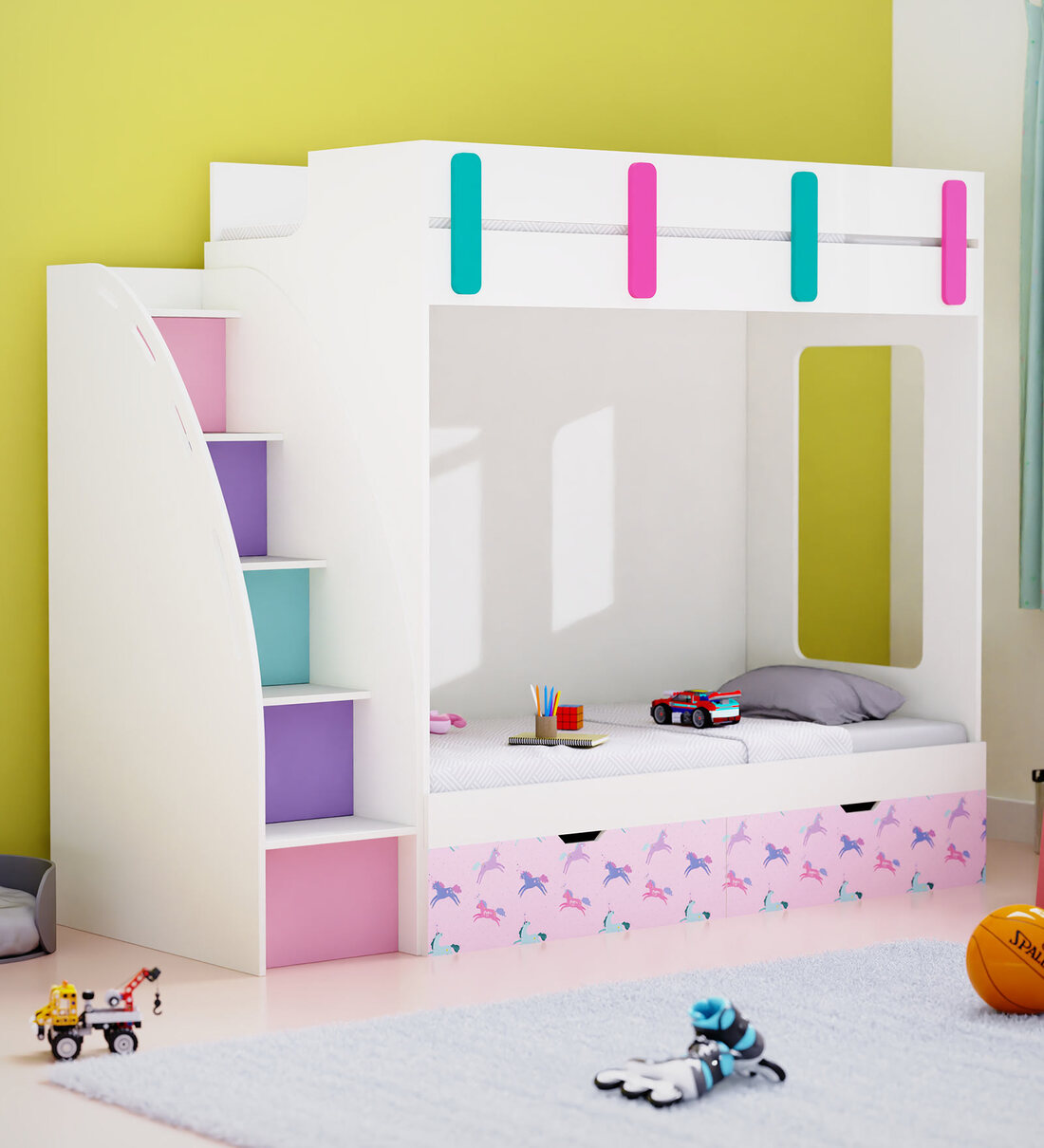 Unicorn bunk online bed with desk