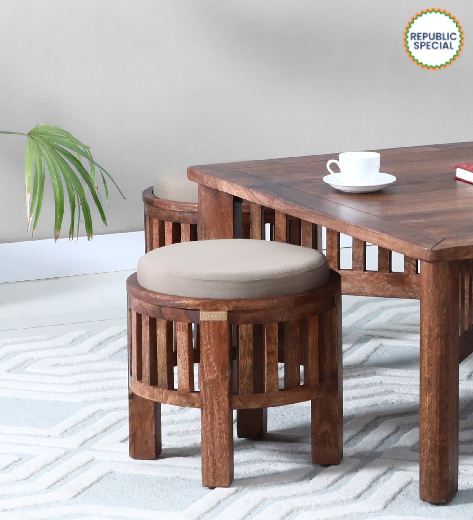 Picardy Solid Wood Cushioned Seating Stool in Scratch Resistant Honey Oak Finish Picardy Solid Wood Cushioned Seating Stool in Scratch Resistant Honey Oak Finish