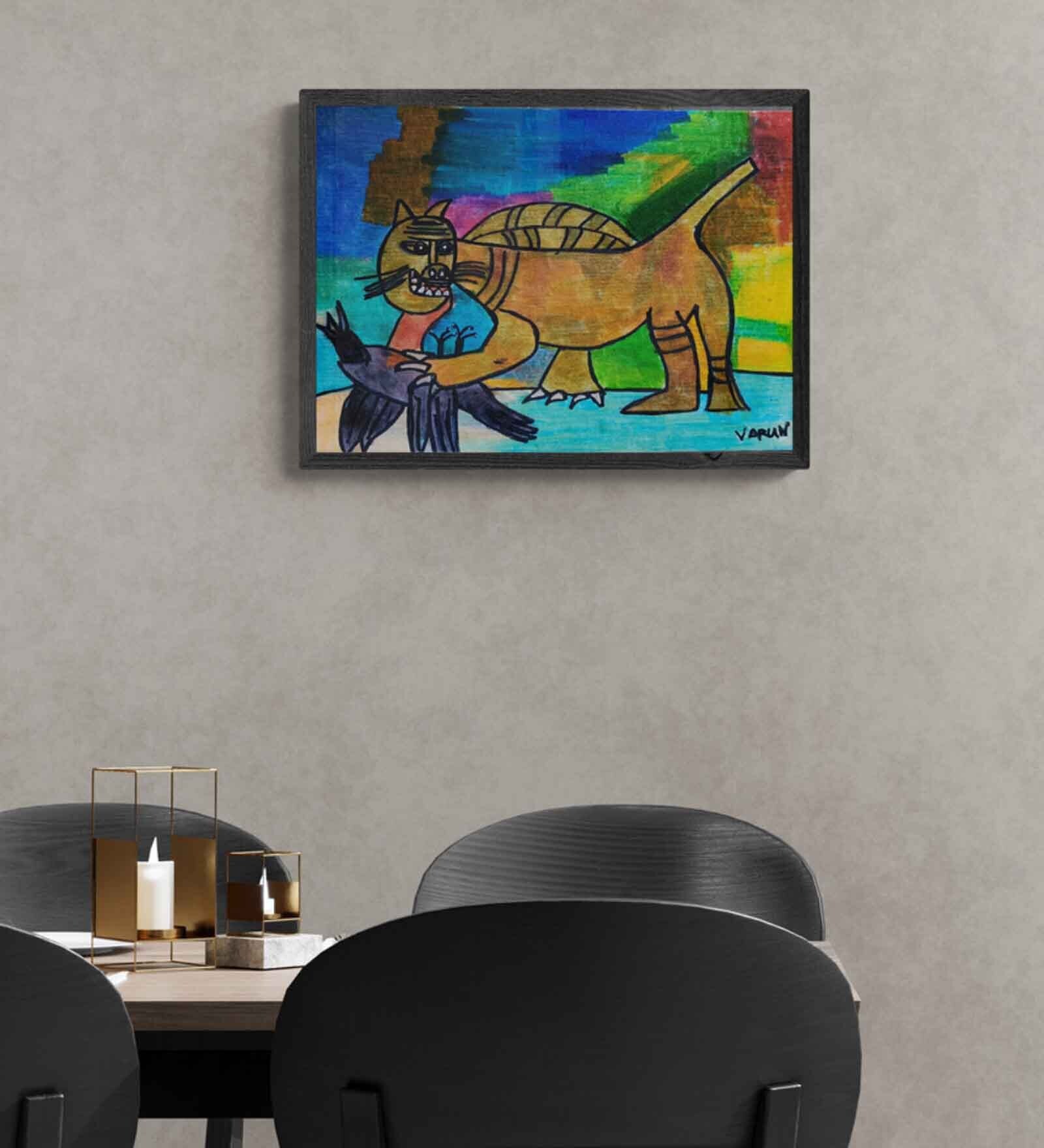 Picasso Cat Handmade Acrylic Paint On Canvas Unframed