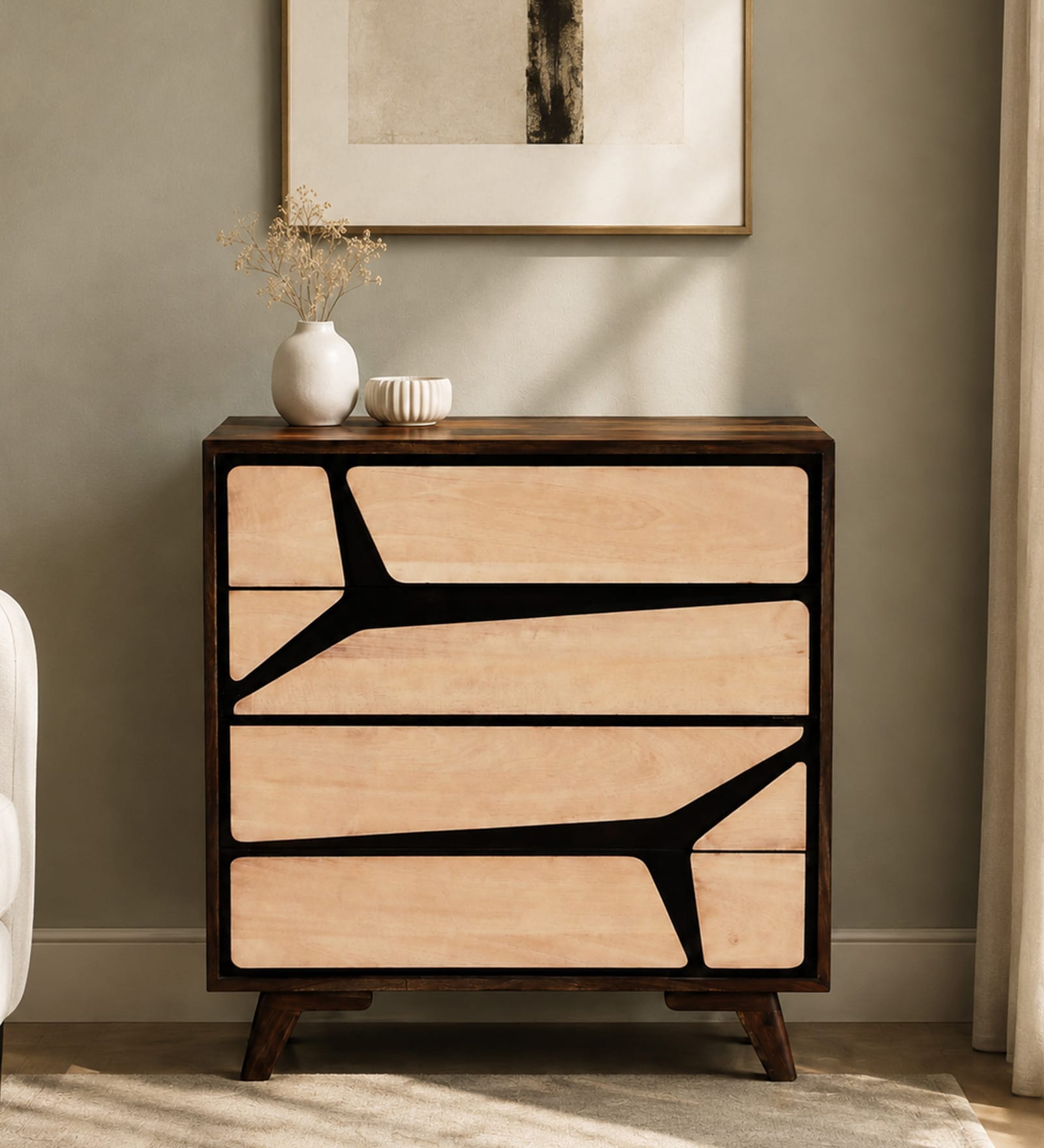 Piccadilly Sheesham Wood Drawer Chest In Dual Tone Finish Piccadilly Sheesham Wood Drawer Chest In Dual Tone Finish