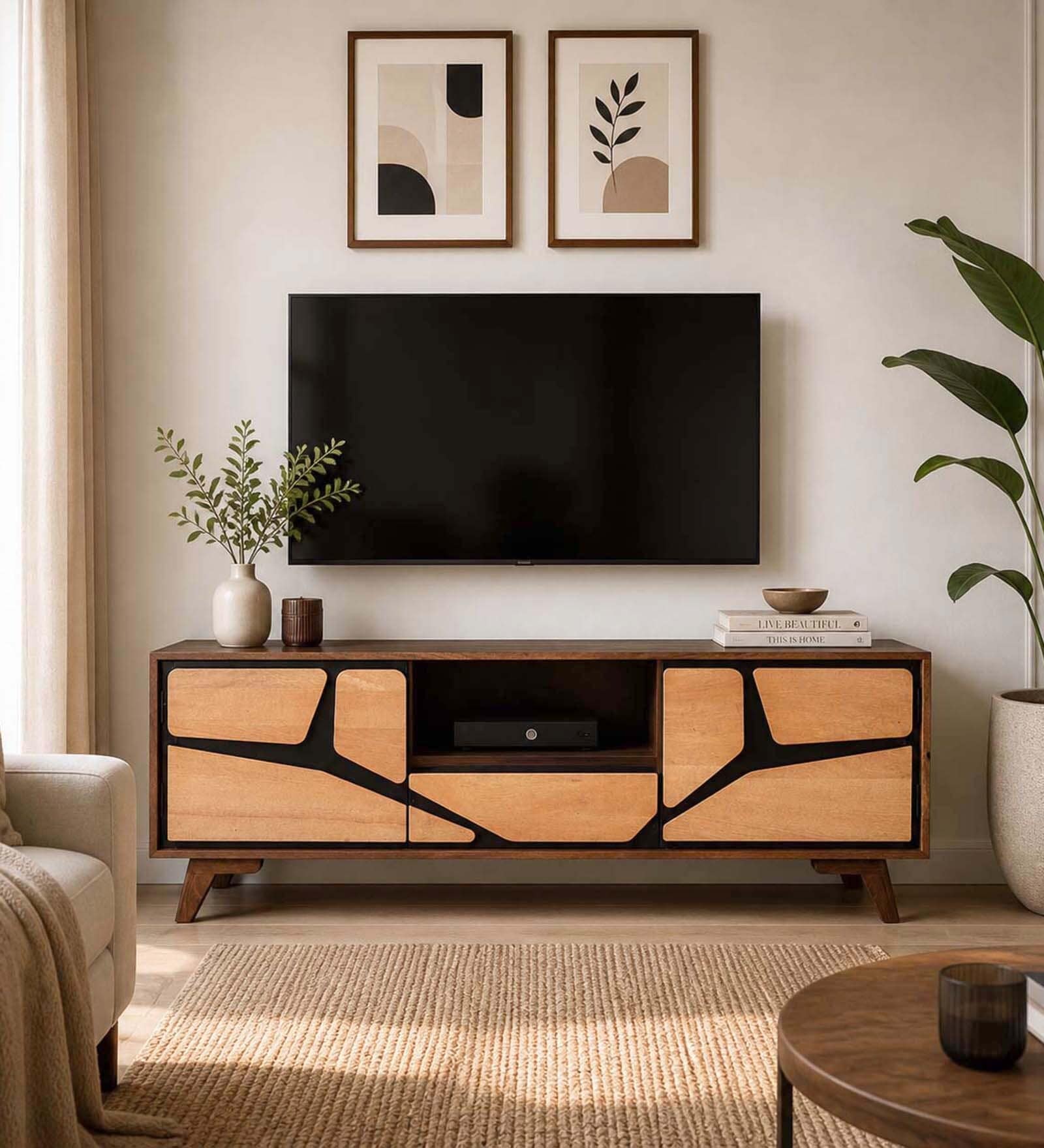 Piccadilly Sheesham Wood Tv Unit In  Dual Tone Finish