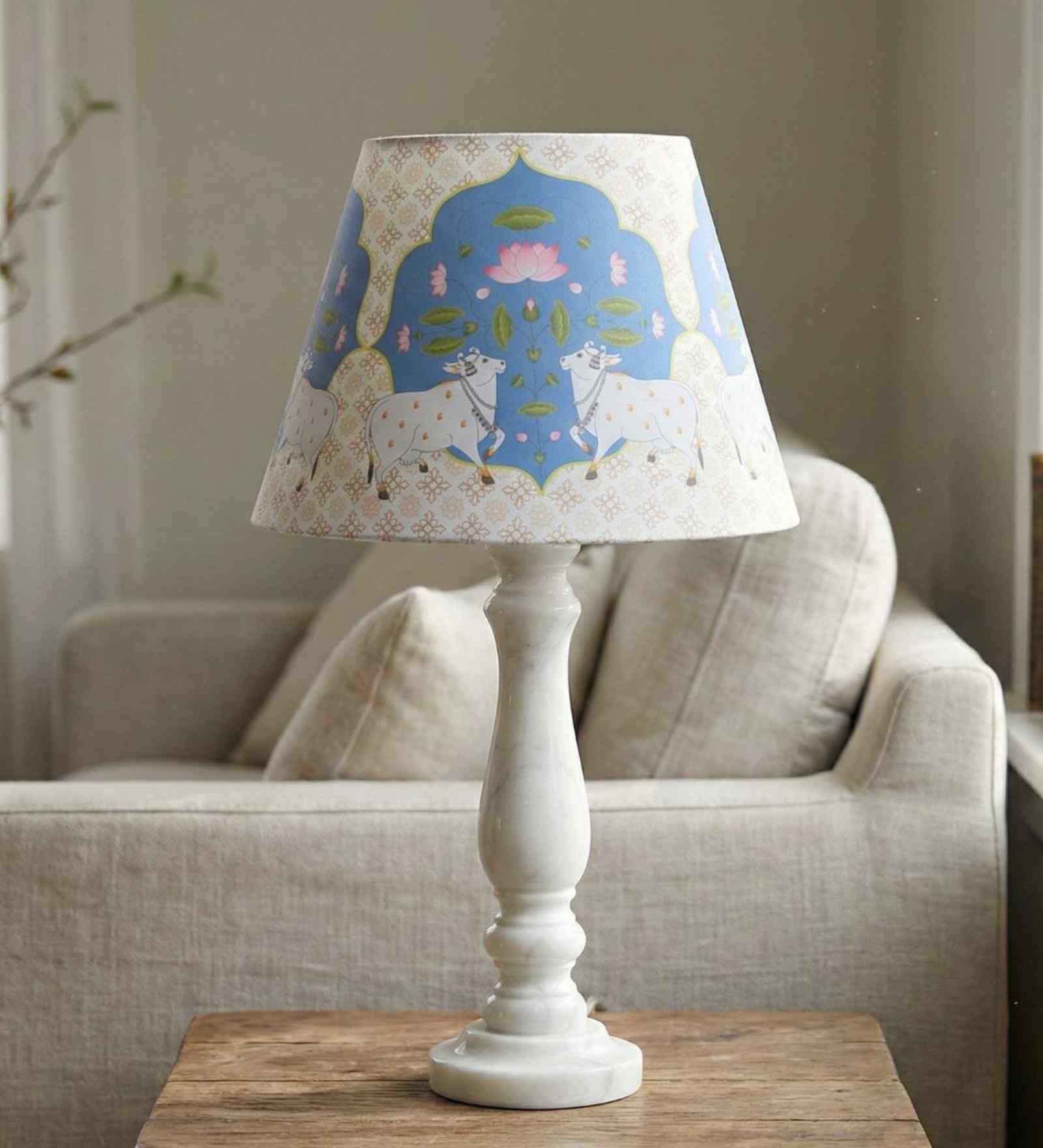Pichwai water resistant treated Canvas Lampshade