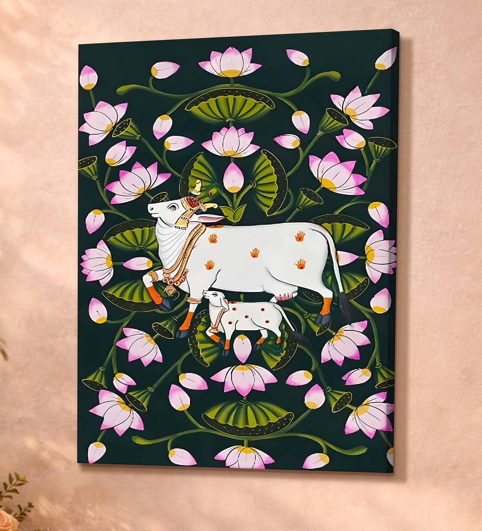 Pichwai Cow Stretched Canvas Painting