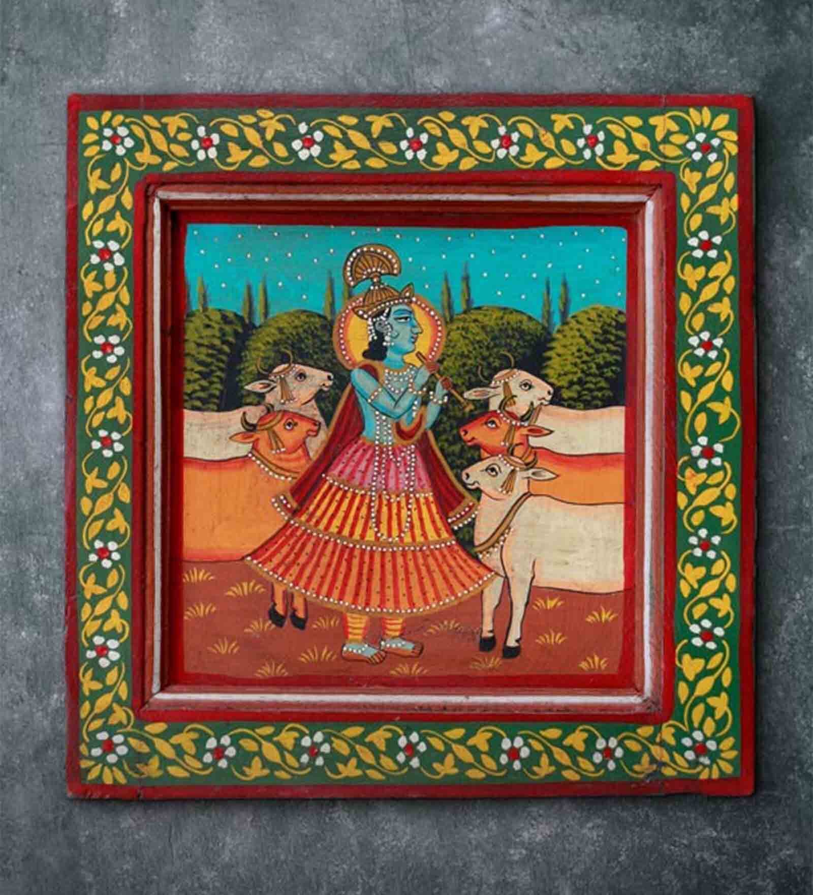 Buy Pichwai Multicolour Sheesham Wood Wall Plate by Yellow Verandah at 16 OFF by Yellow