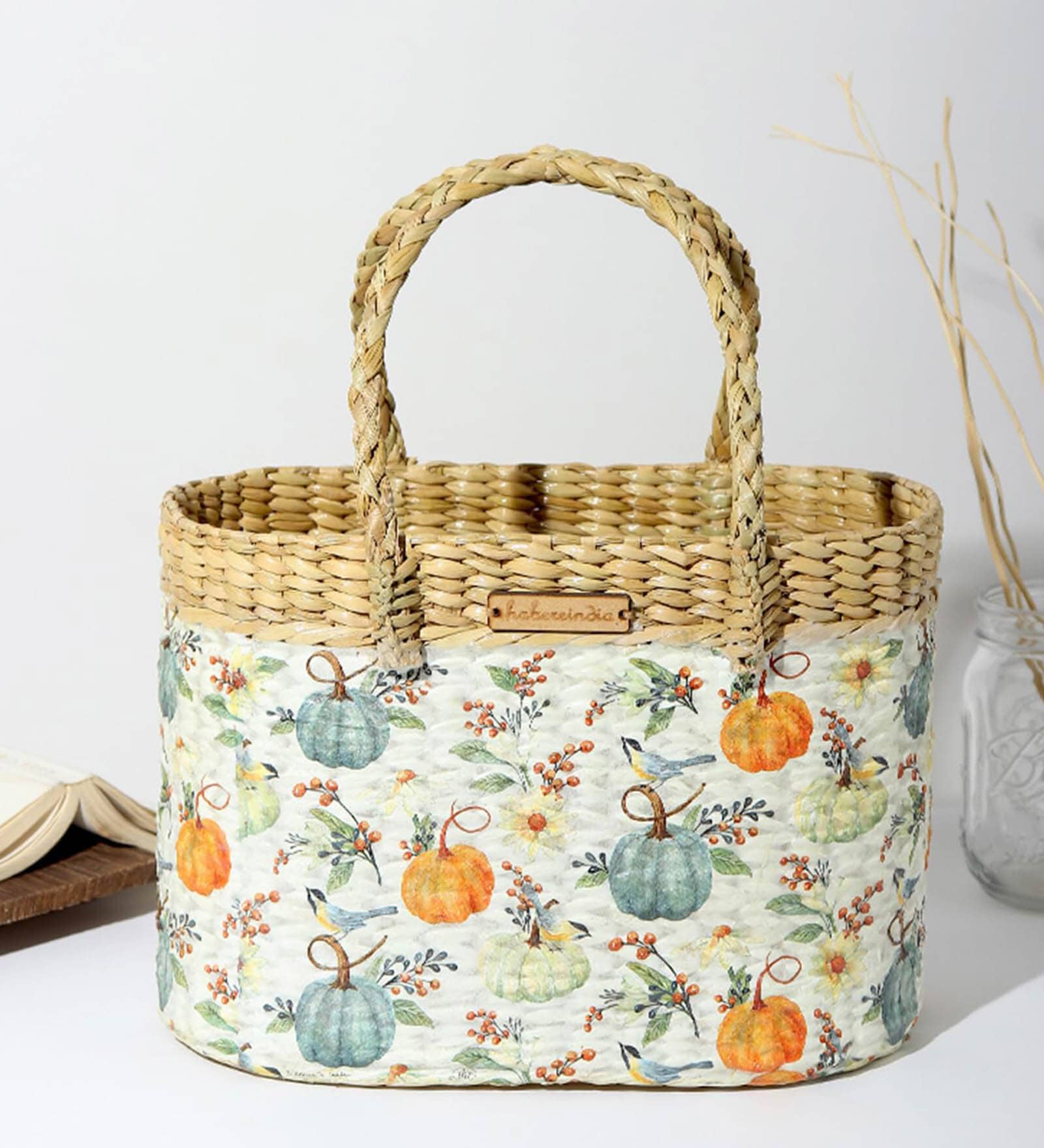 Picnic Baskets | Lunch Bag | Jute / Cane Basket for Gifting | Tiffin Basket | Wicker Baskets (Design 03)