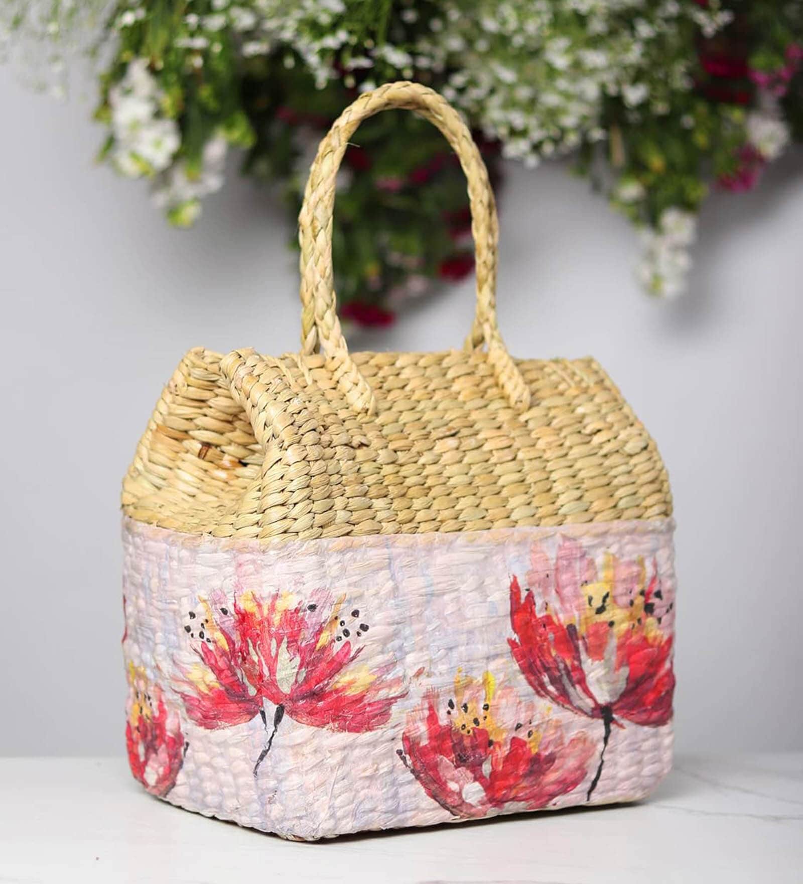 Picnic Baskets | Lunch Basket | Cane or Jute Basket | Cane Basket for Gifting | Wicker Baskets (Design 05)