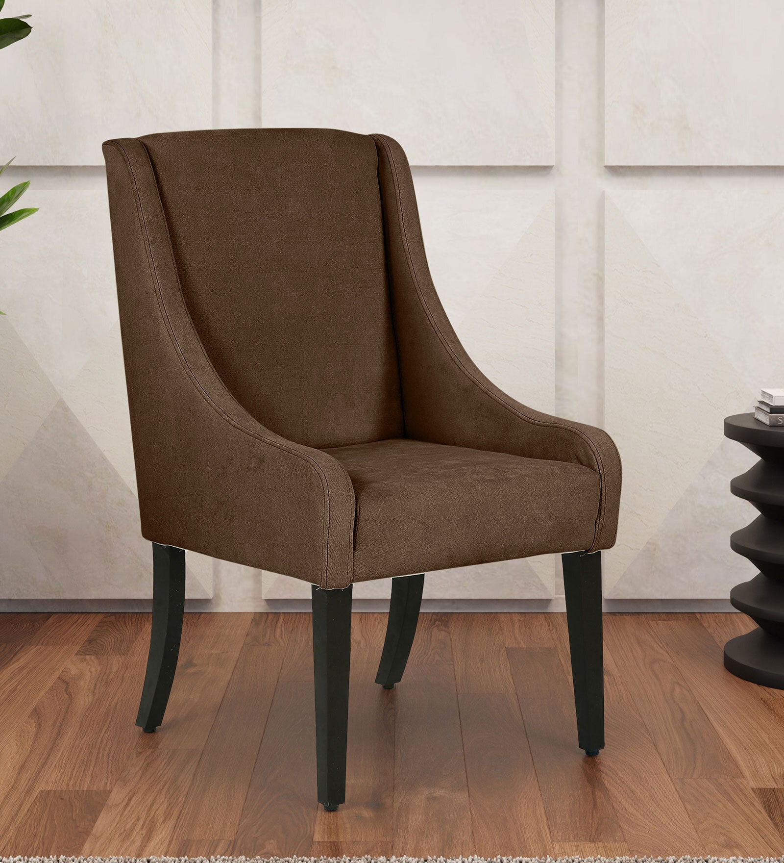 Piero Fabric Dining Chair In Chestnut Brown Colour