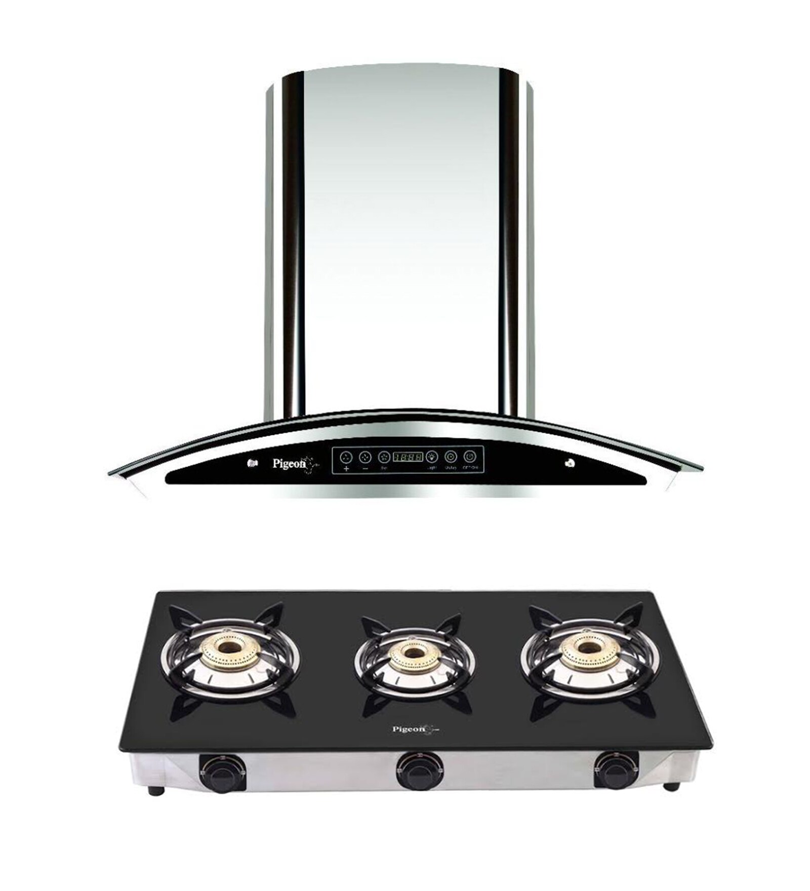 Buy Pigeon Serene 60 Cm Auto Clean Chimney & 3 Burner Cooktop Combo