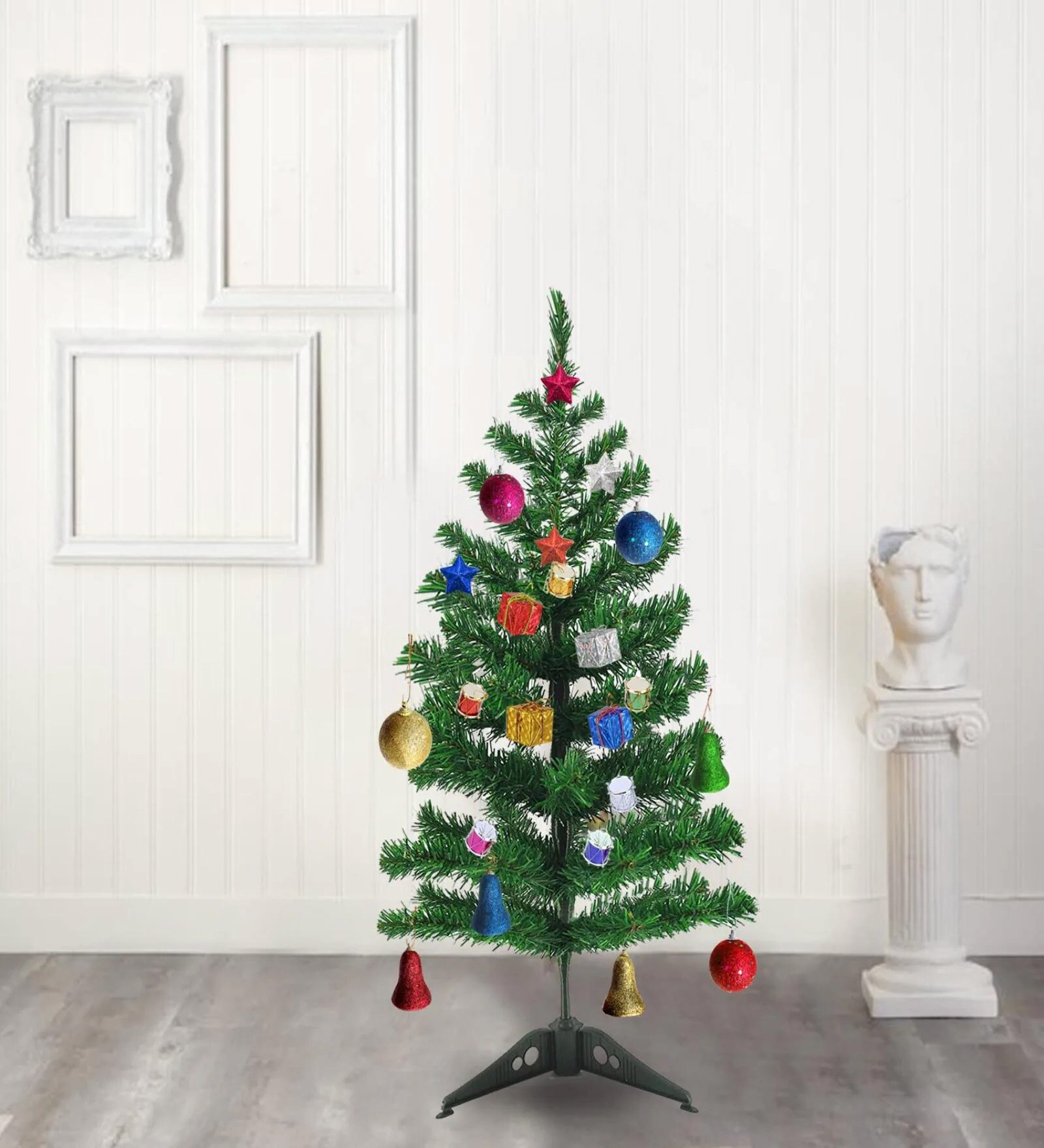 2 Ft Artificial Pine Christmas Tree with 20 Ornaments 