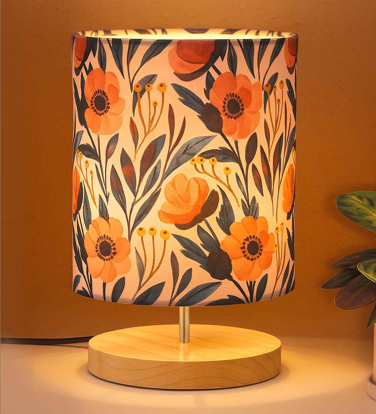 Pine Table Lamp-Wooden Bedside Lamp