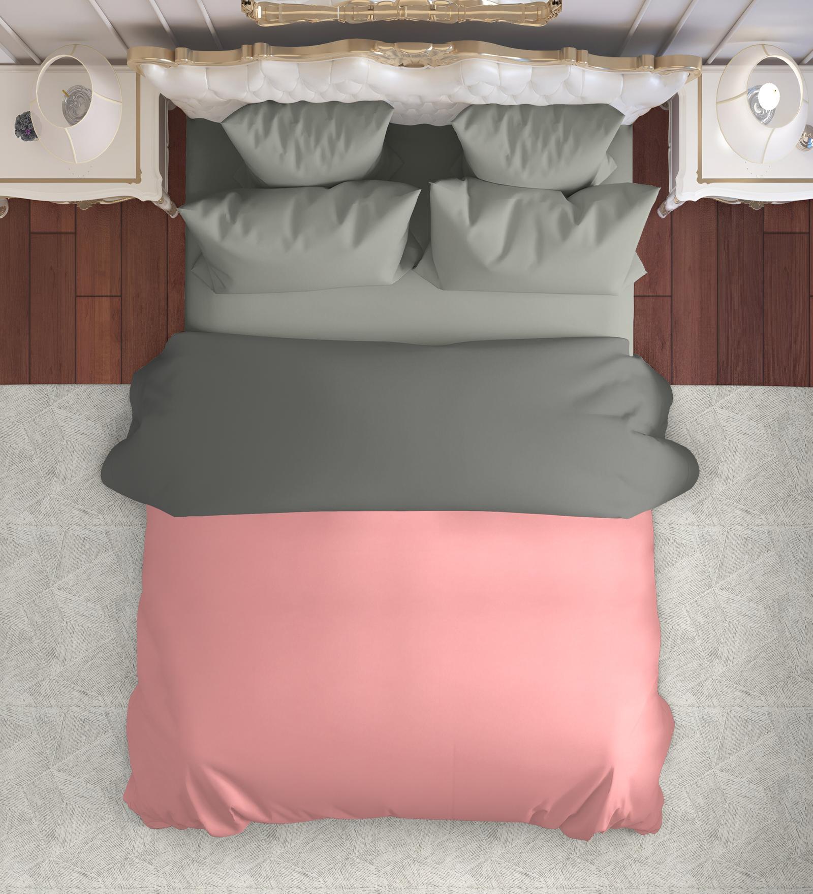 Pink And Grey Microfiber Solid Reversible 150 GSM Single Bed Comforter