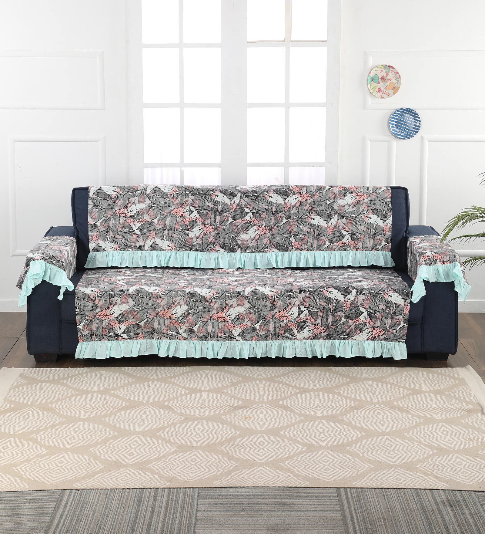 Buy Pink Cotton 3 Seater Sofa Cover By Kirti Finishing at 35 OFF by