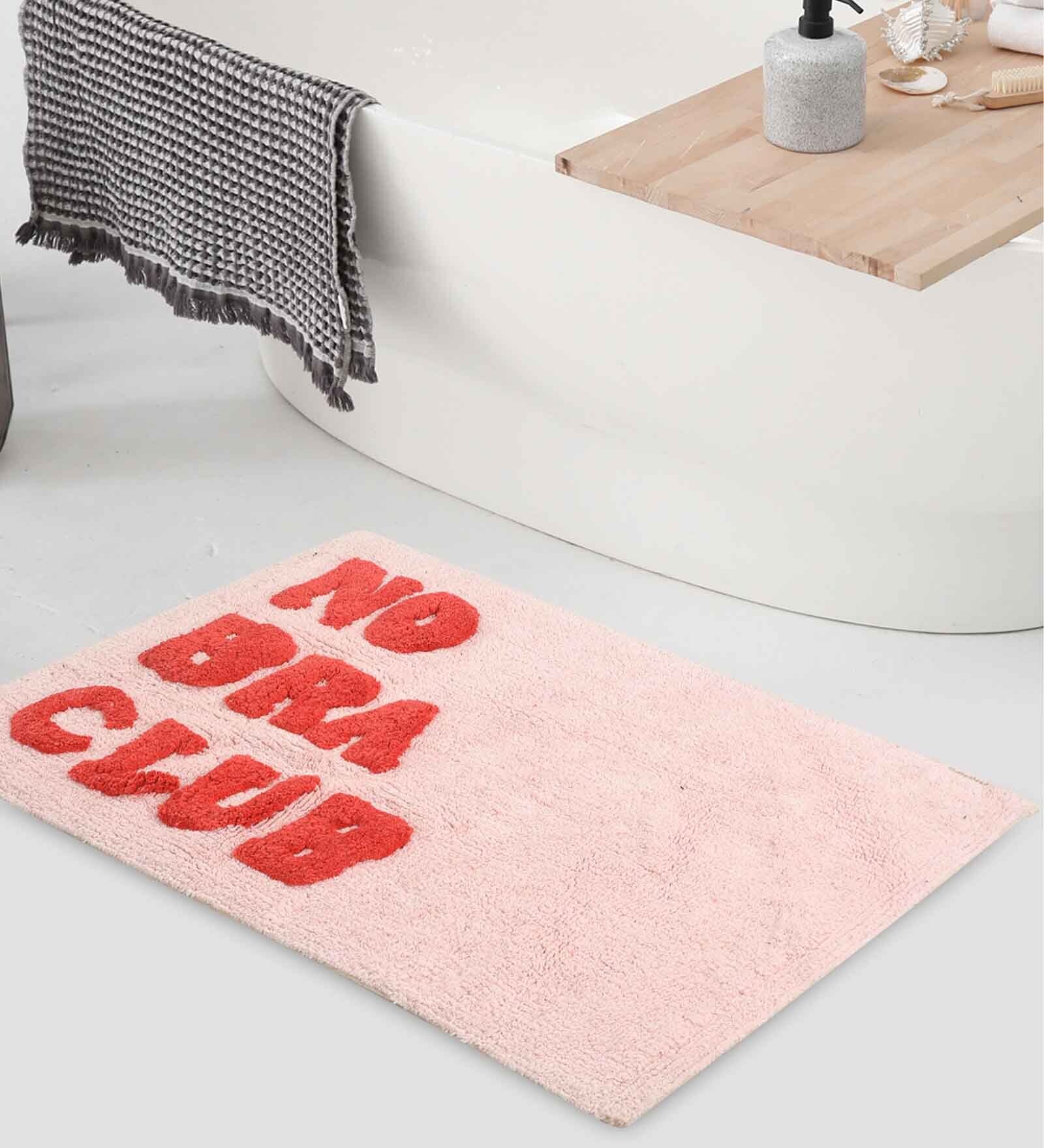 Pink Slogan Cotton 31.5x20 Inches Max Absorbant Bath Mat